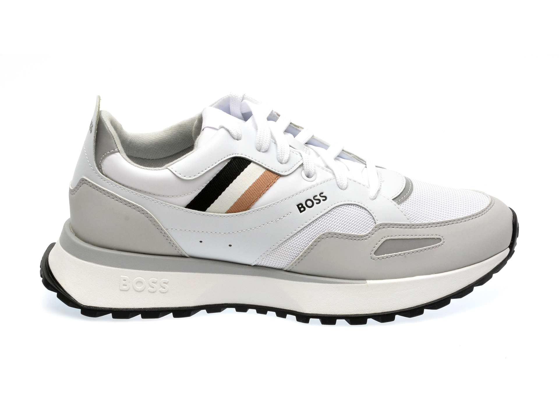 Pantofi sport BOSS albi, 8280, din piele ecologica