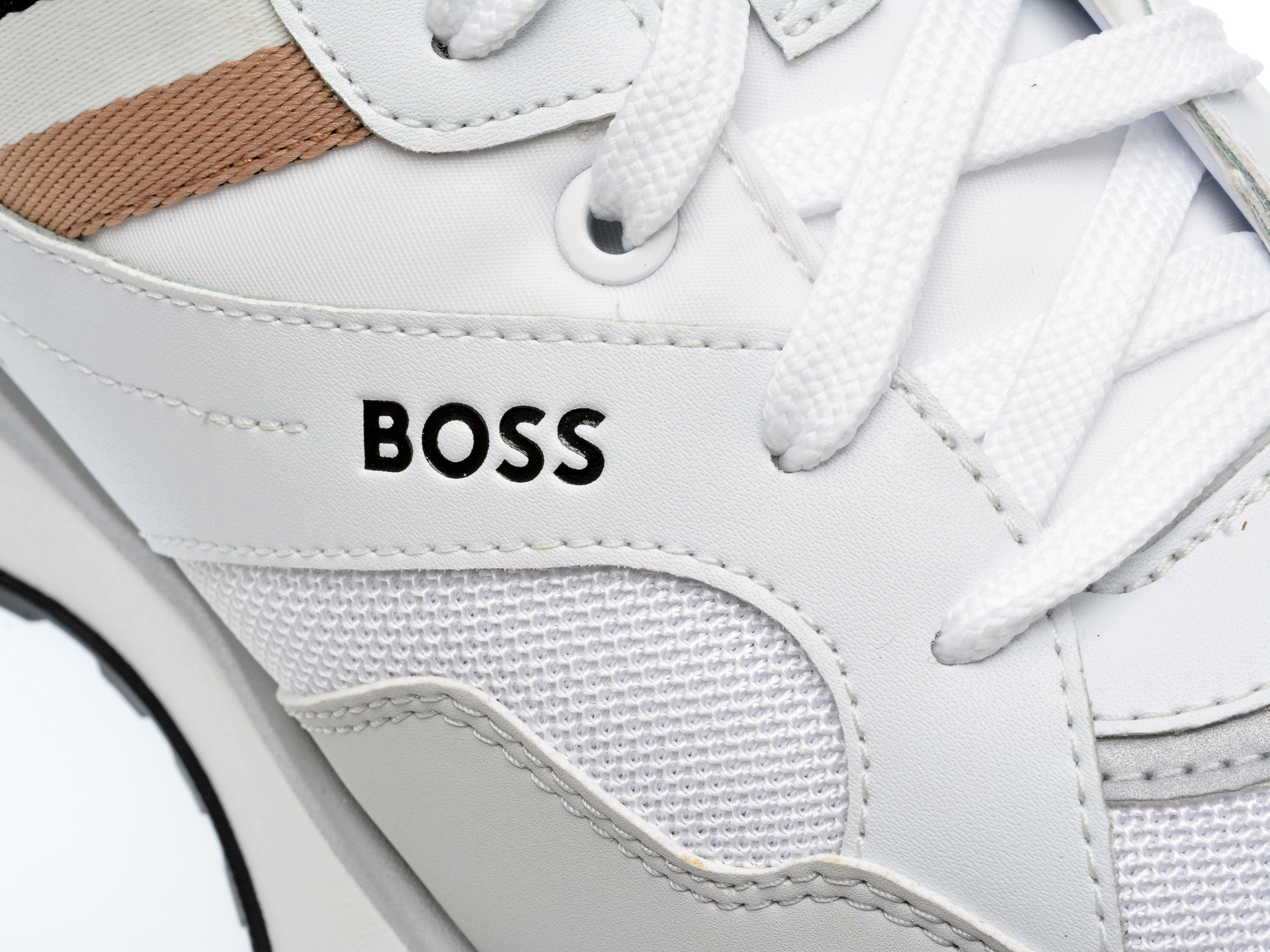 Pantofi sport BOSS albi, 8280, din piele ecologica - imagine 2