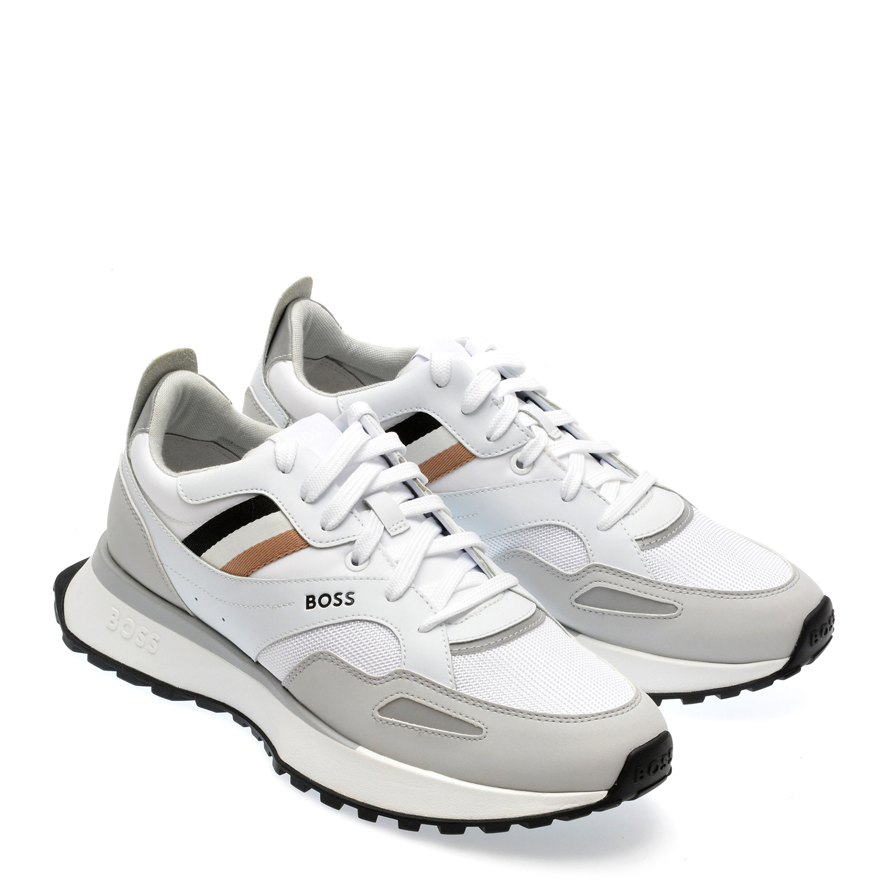 Pantofi sport BOSS albi, 8280, din piele ecologica - imagine 4