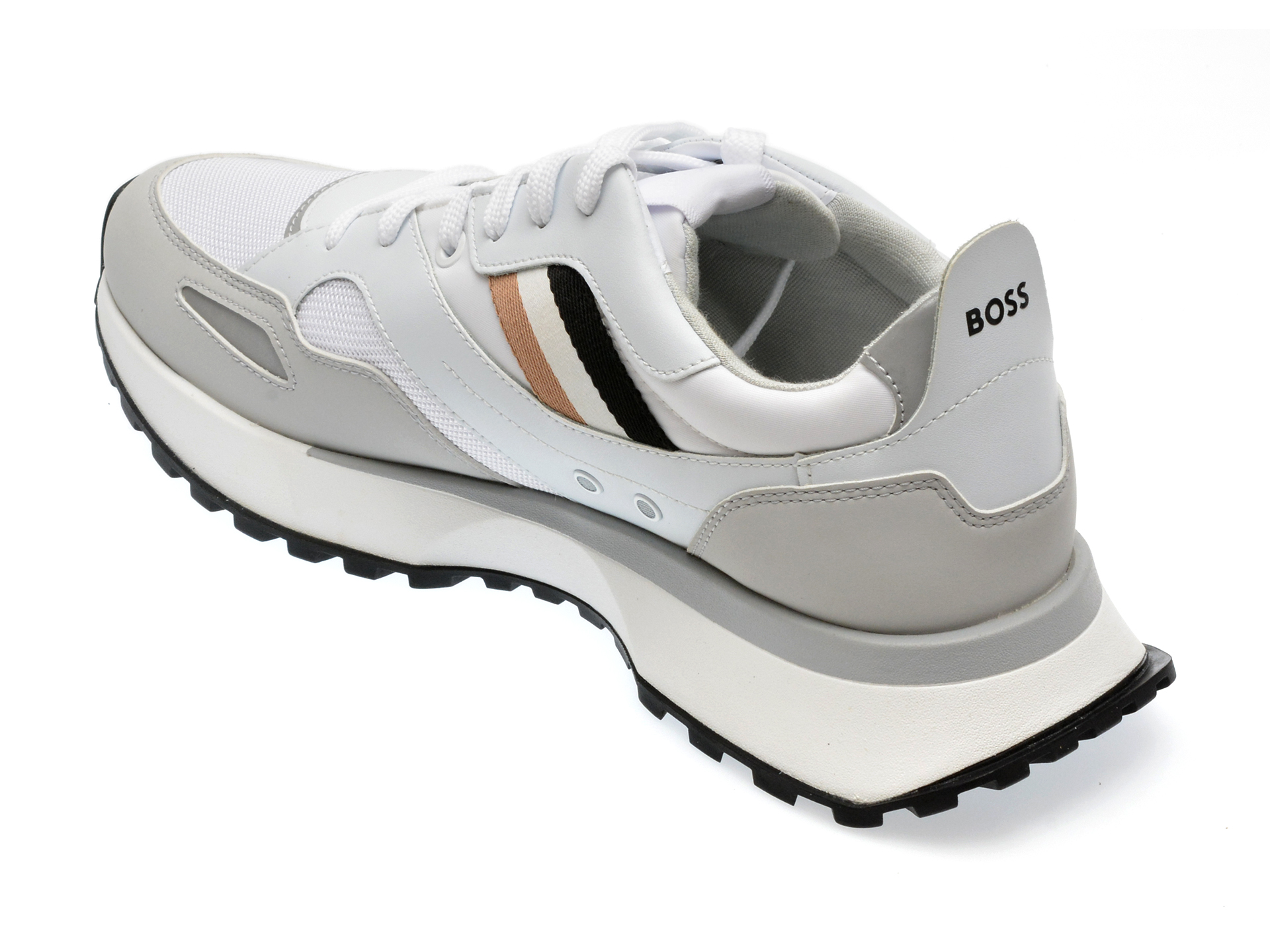Pantofi sport BOSS albi, 8280, din piele ecologica - imagine 5