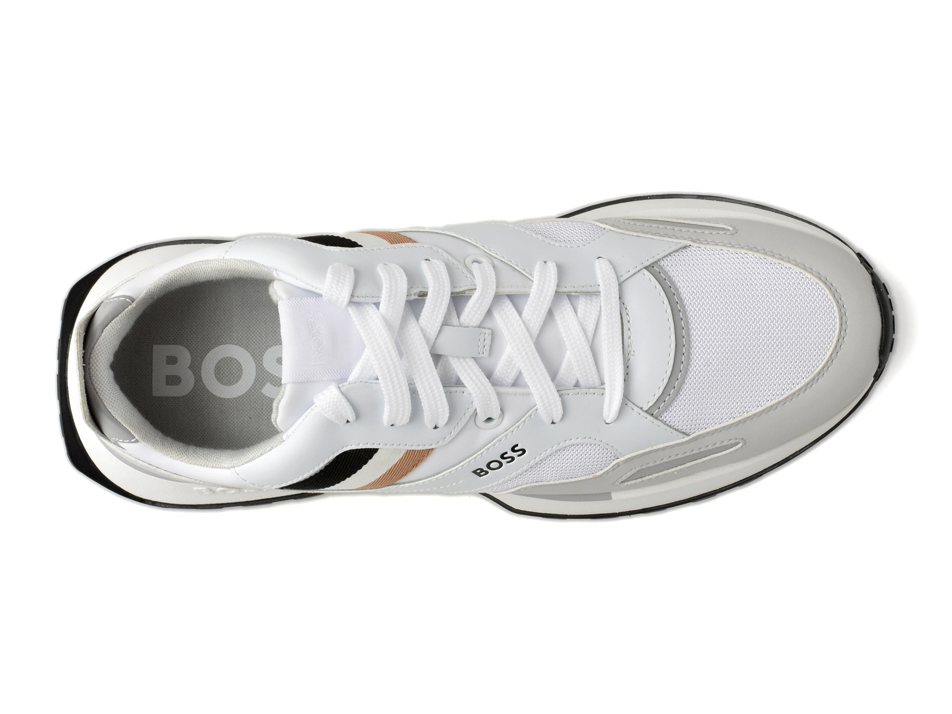 Pantofi sport BOSS albi, 8280, din piele ecologica - imagine 6