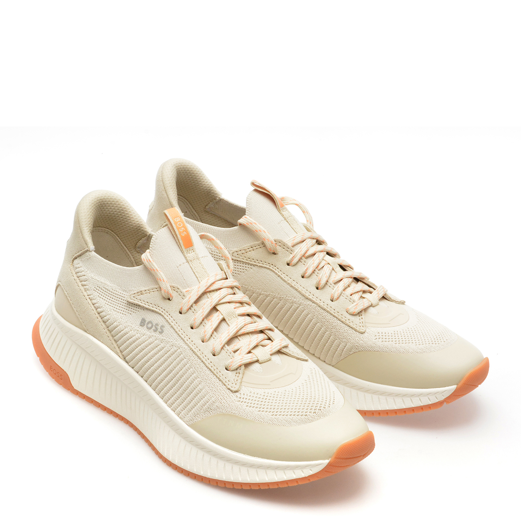Pantofi sport BOSS albi, 89041, din material textil - imagine 4