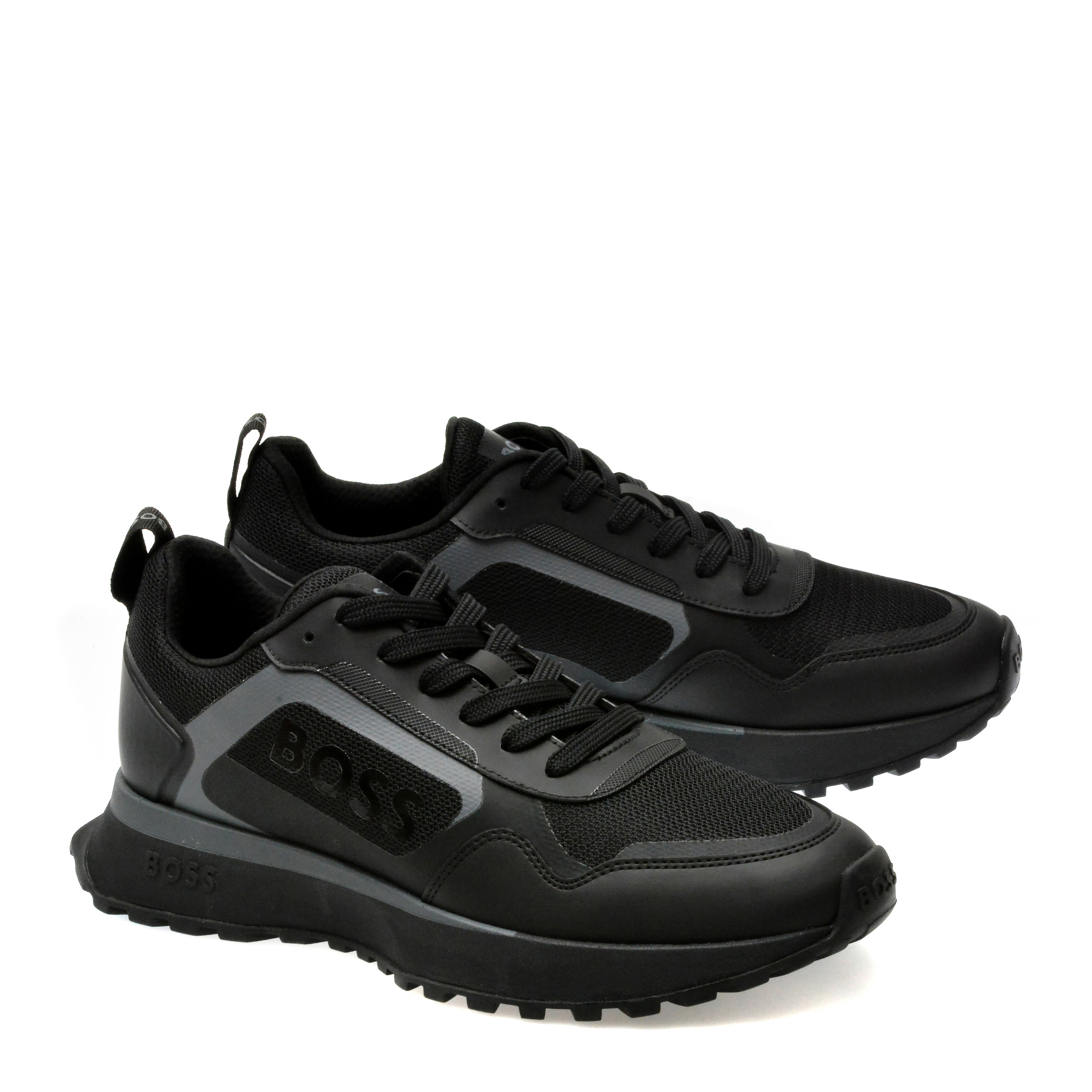 Pantofi sport BOSS negri, 730011, din piele ecologica - imagine 4
