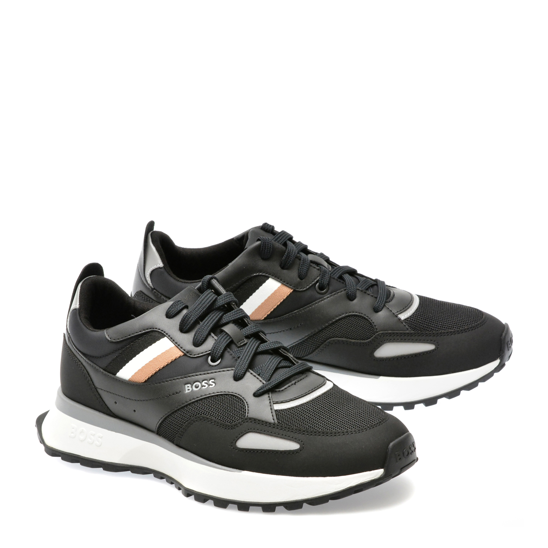 Pantofi sport BOSS negri, 8280, din piele ecologica - imagine 4