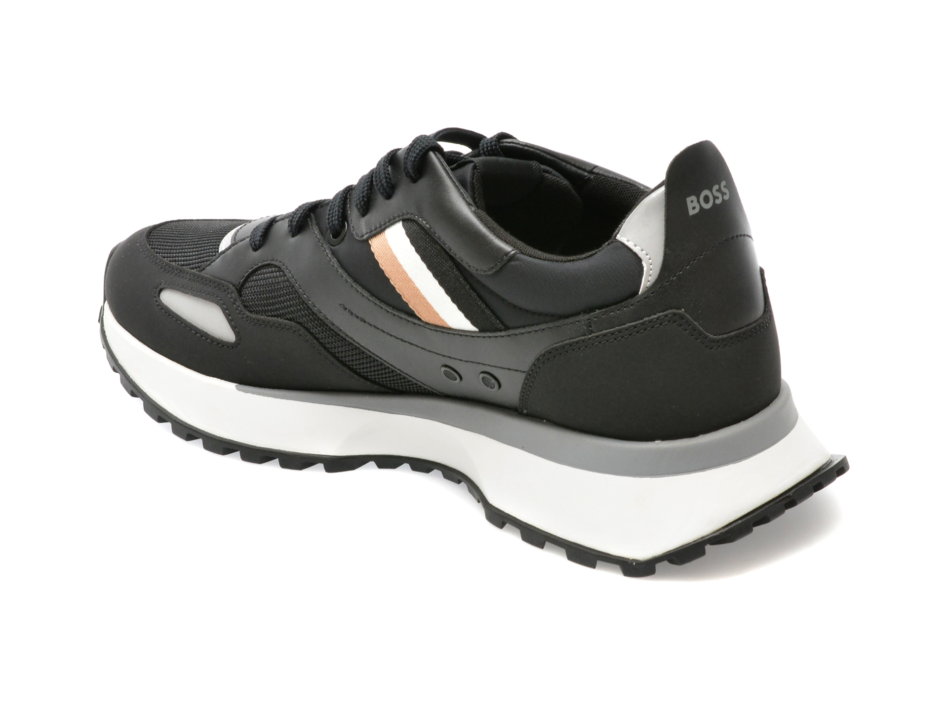 Pantofi sport BOSS negri, 8280, din piele ecologica - imagine 5