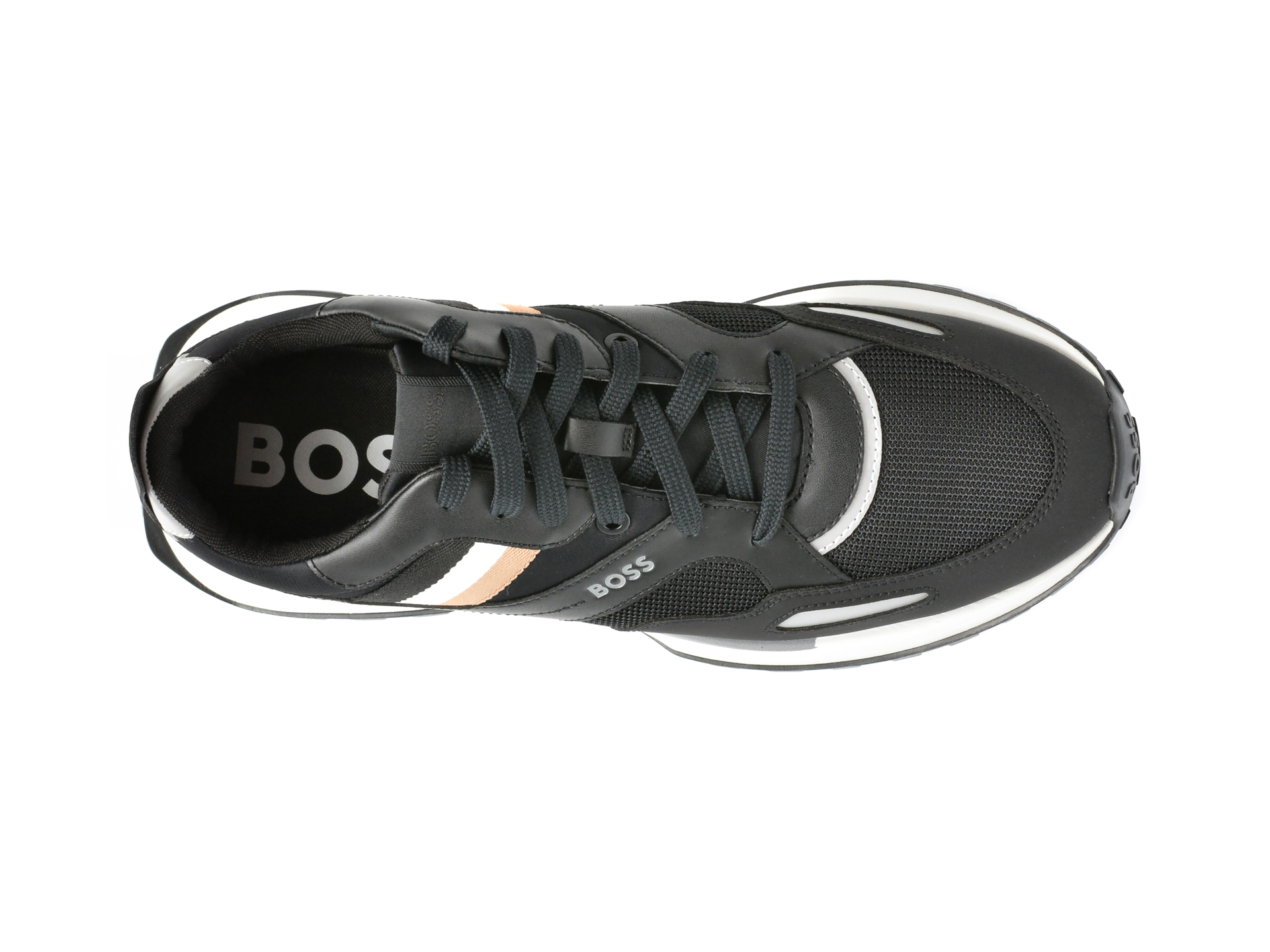 Pantofi sport BOSS negri, 8280, din piele ecologica - imagine 6
