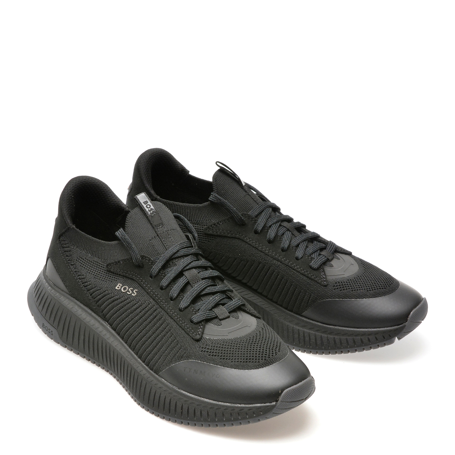 Pantofi sport BOSS negri, 89041, din material textil - imagine 4