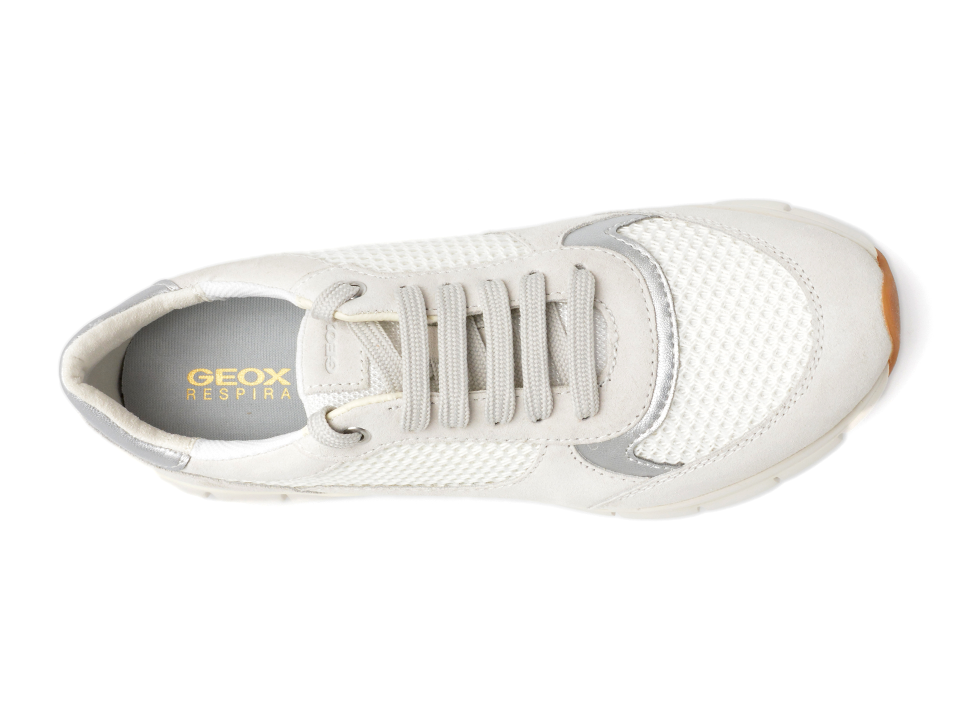 Pantofi sport GEOX albi, D35F2A, din piele intoarsa - imagine 6