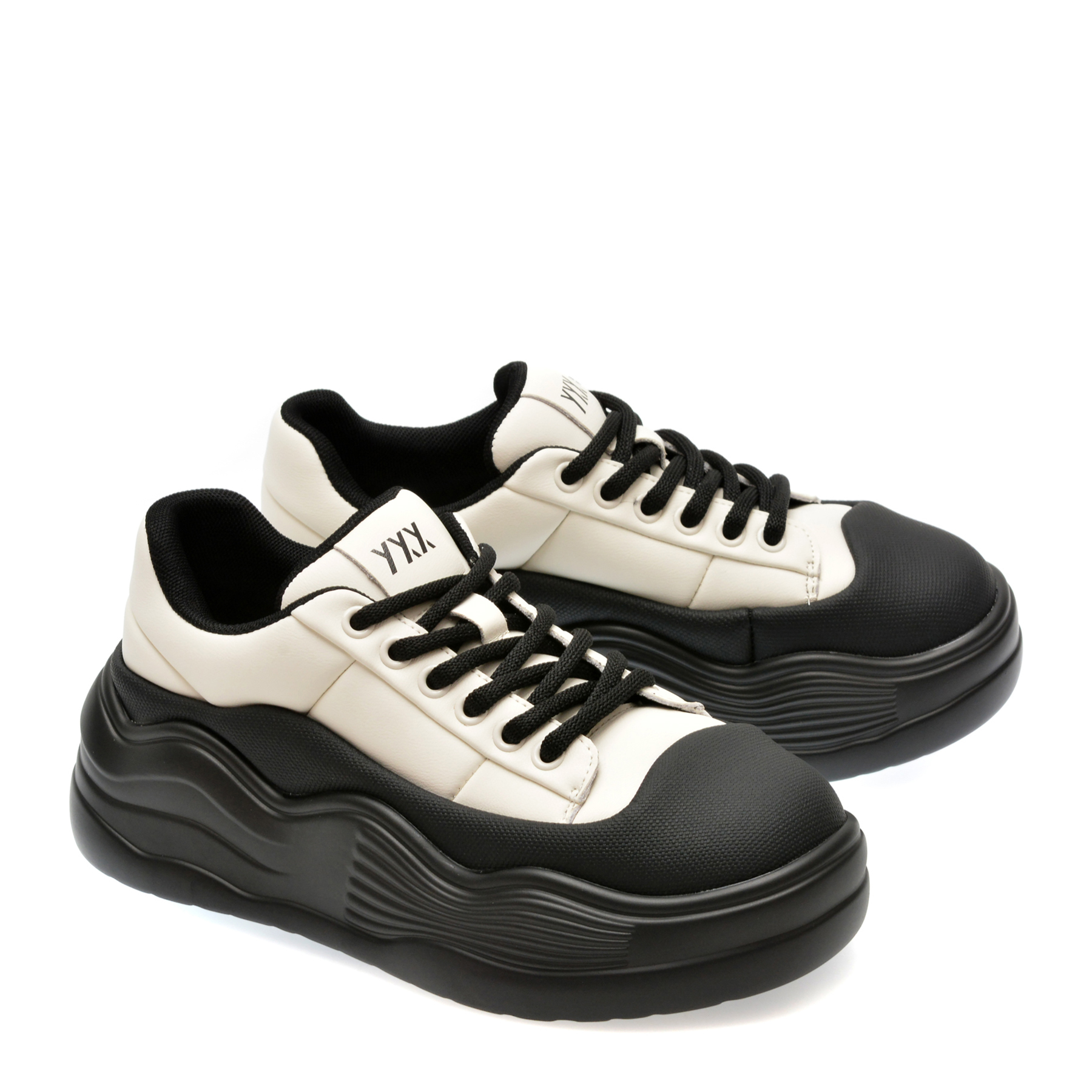 Pantofi sport GRYXX alb-negru, 1076, din piele naturala - imagine 4