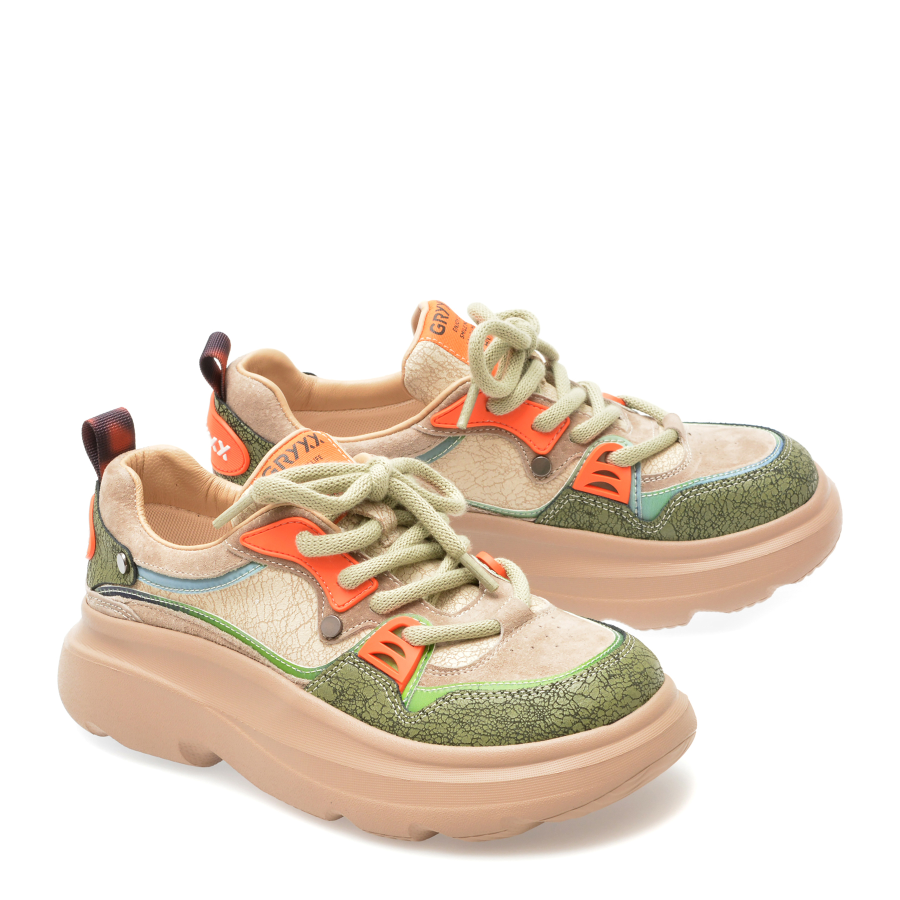 Pantofi sport GRYXX verzi, 7228, din piele naturala - imagine 4
