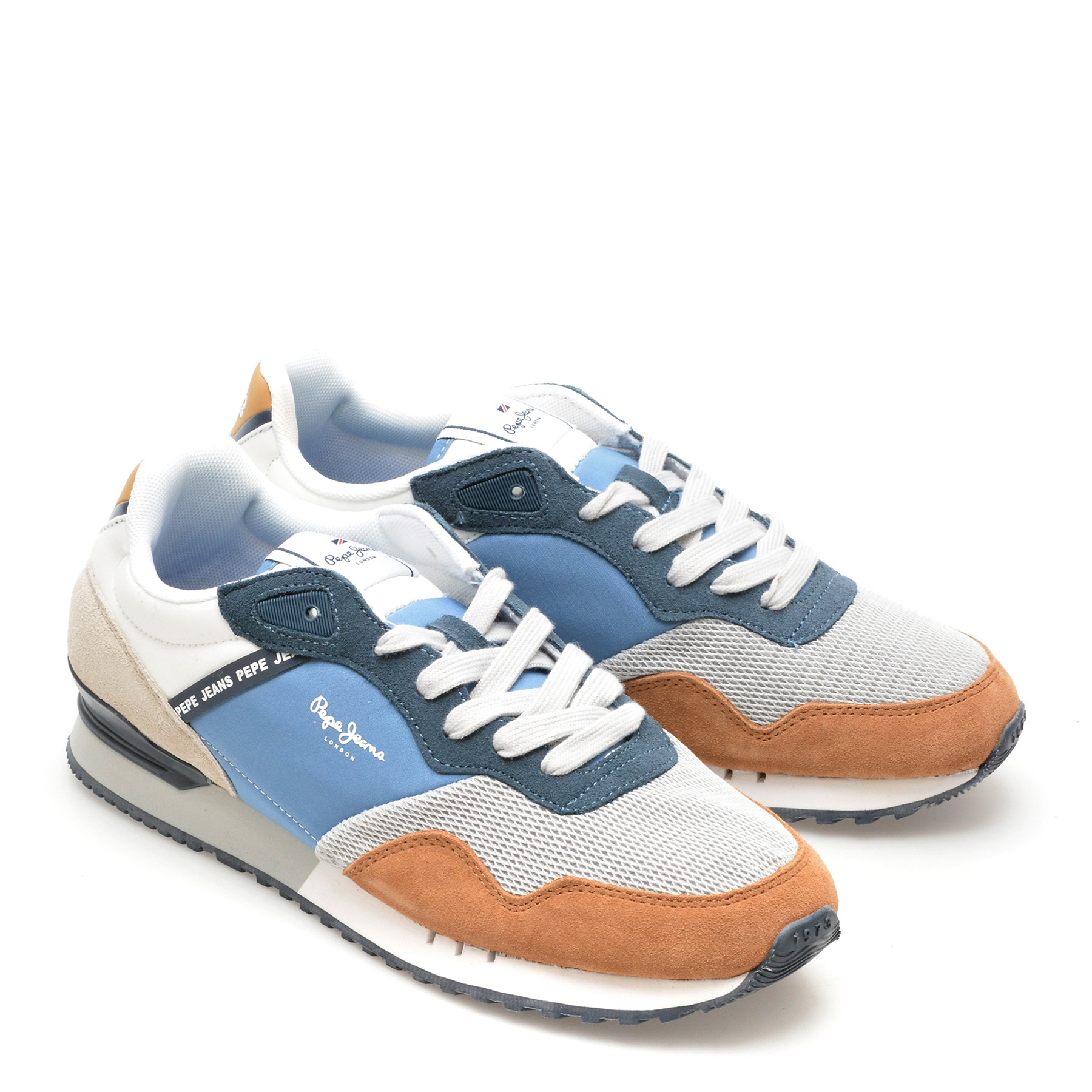 Pantofi sport PEPE JEANS albastri, LONDON ONE VINTED, din material textil - imagine 4