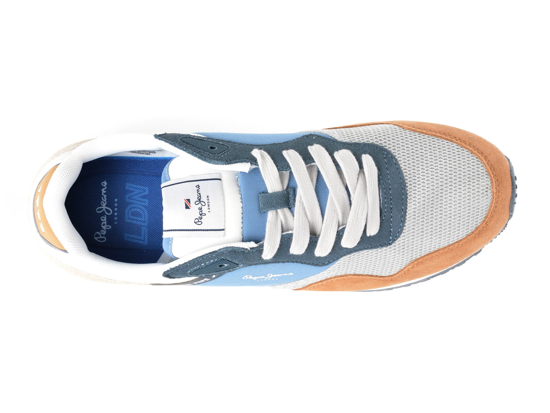 Pantofi sport PEPE JEANS albastri, LONDON ONE VINTED, din material textil - imagine 6