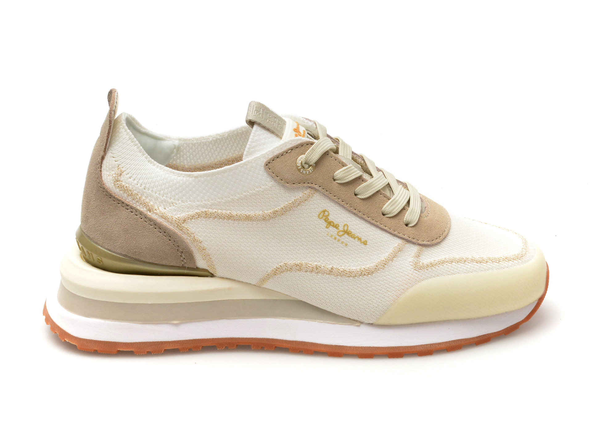 Pantofi sport PEPE JEANS albi, BLUR RIND, din material textil