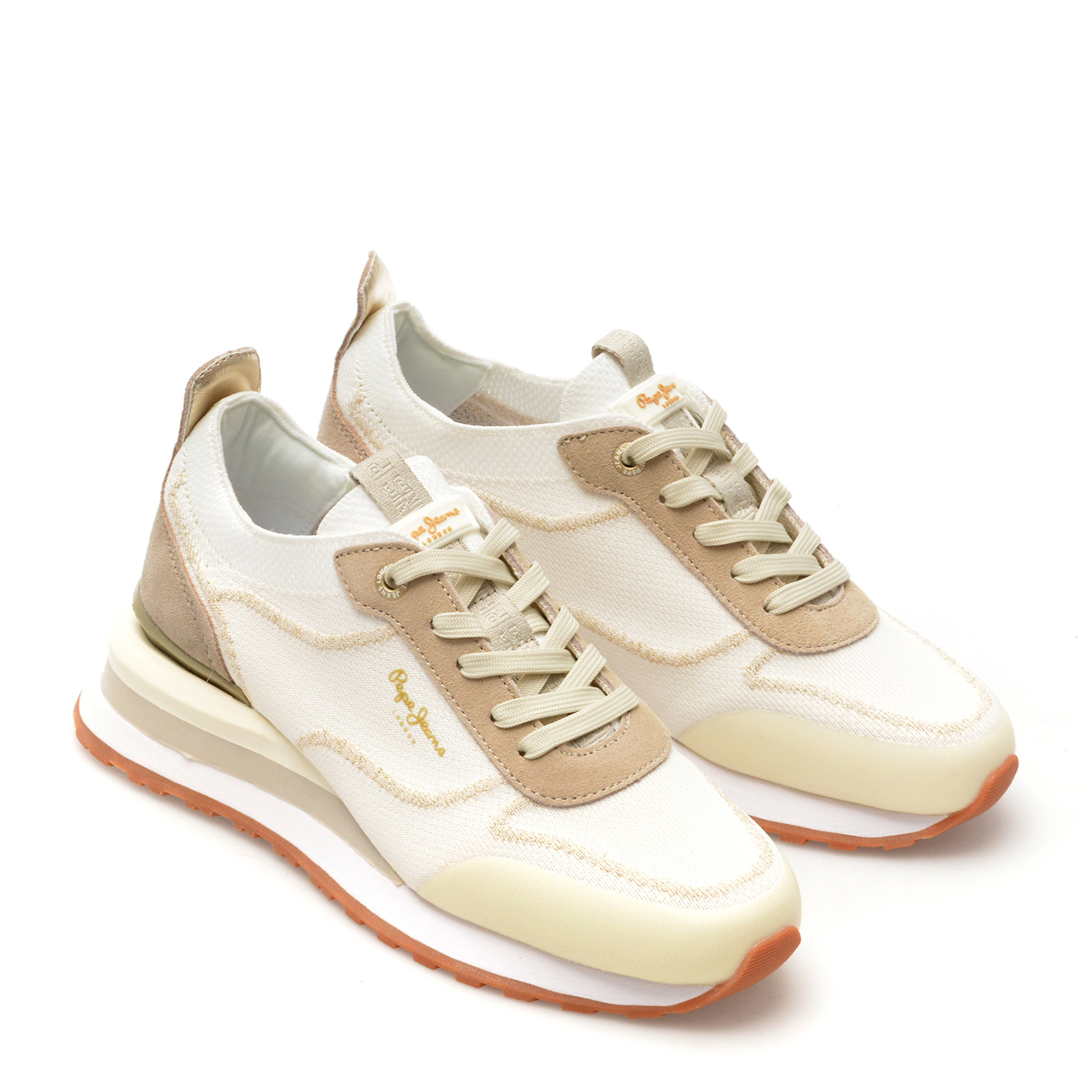 Pantofi sport PEPE JEANS albi, BLUR RIND, din material textil - imagine 4
