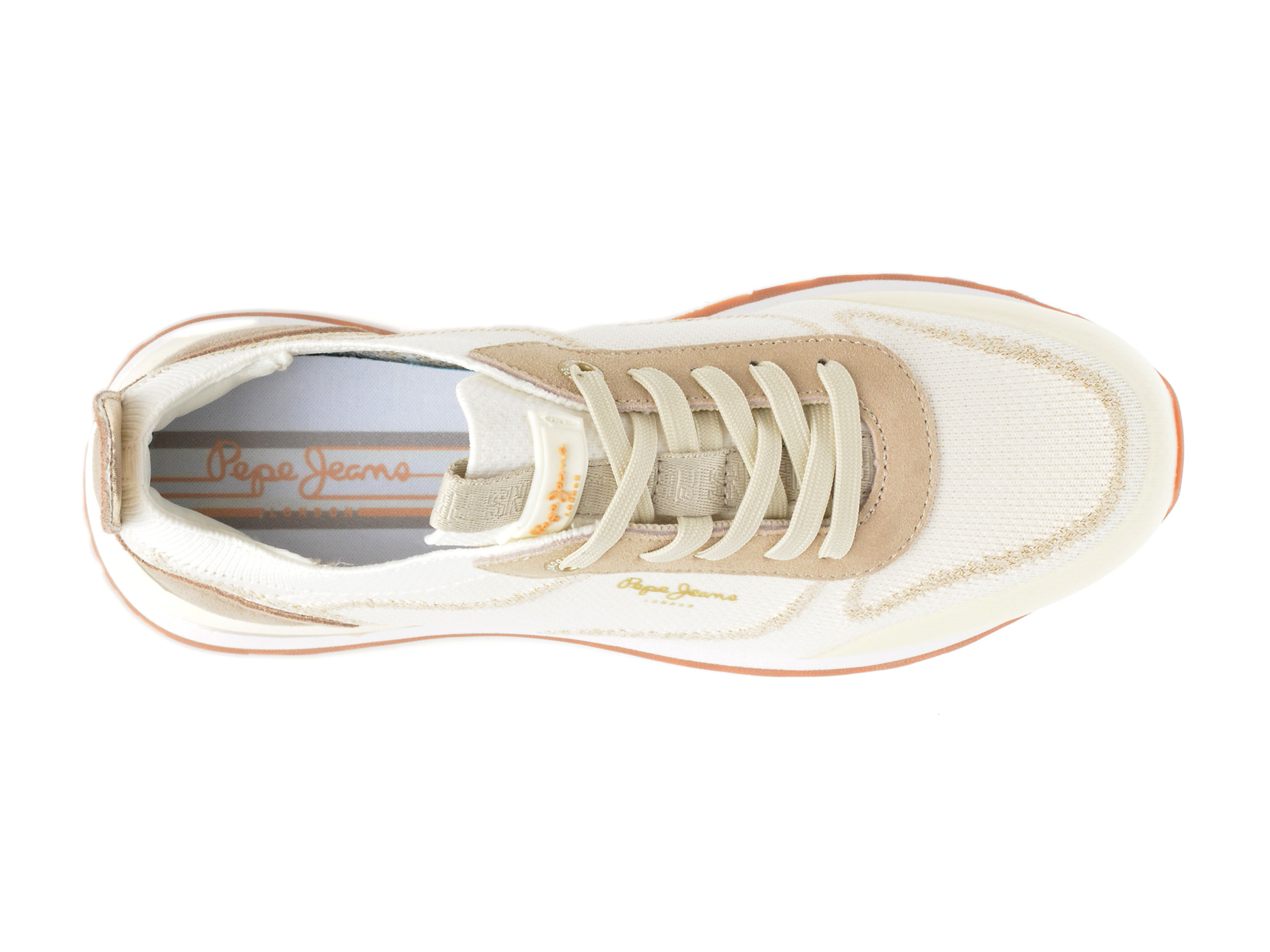 Pantofi sport PEPE JEANS albi, BLUR RIND, din material textil - imagine 6