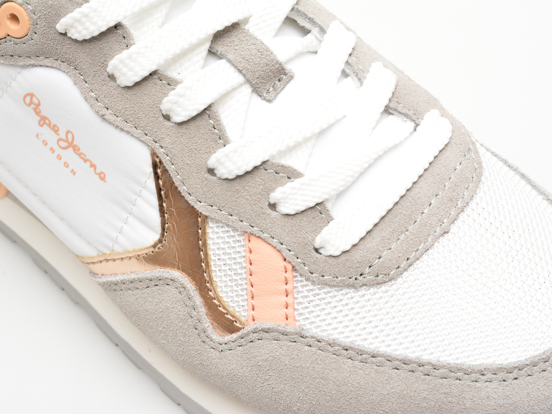 Pantofi sport PEPE JEANS albi, BRIT HERITAGE, din material textil - imagine 2