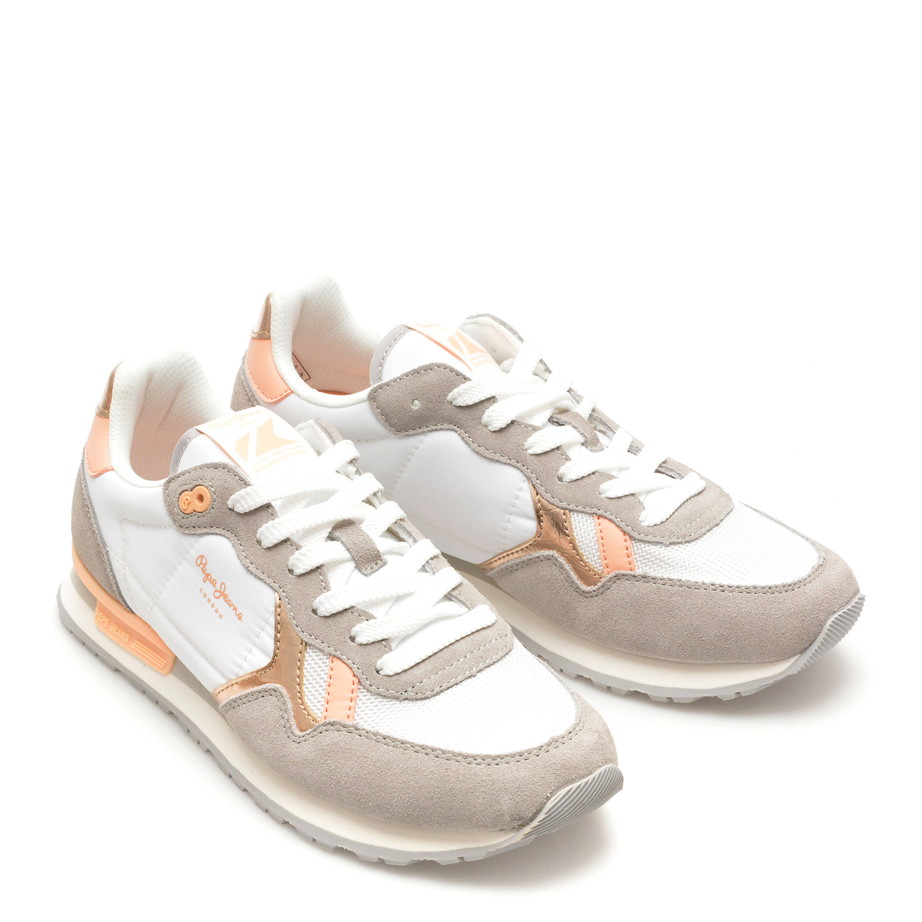 Pantofi sport PEPE JEANS albi, BRIT HERITAGE, din material textil - imagine 4