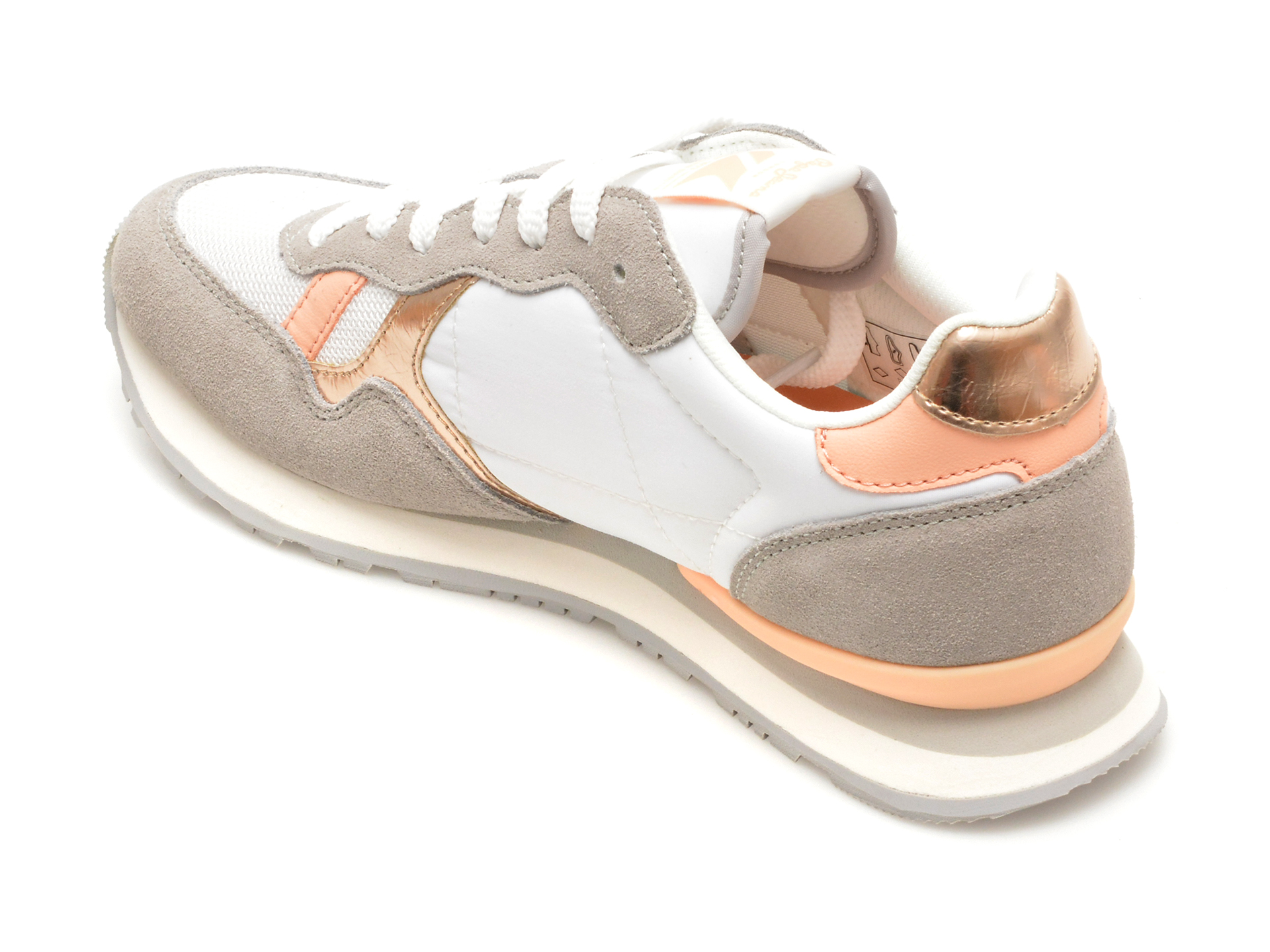 Pantofi sport PEPE JEANS albi, BRIT HERITAGE, din material textil - imagine 5