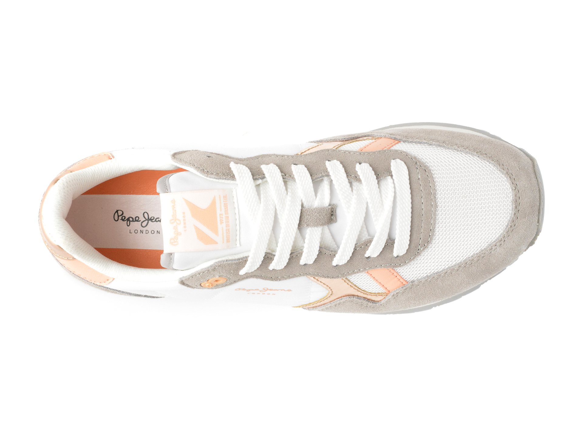 Pantofi sport PEPE JEANS albi, BRIT HERITAGE, din material textil - imagine 6