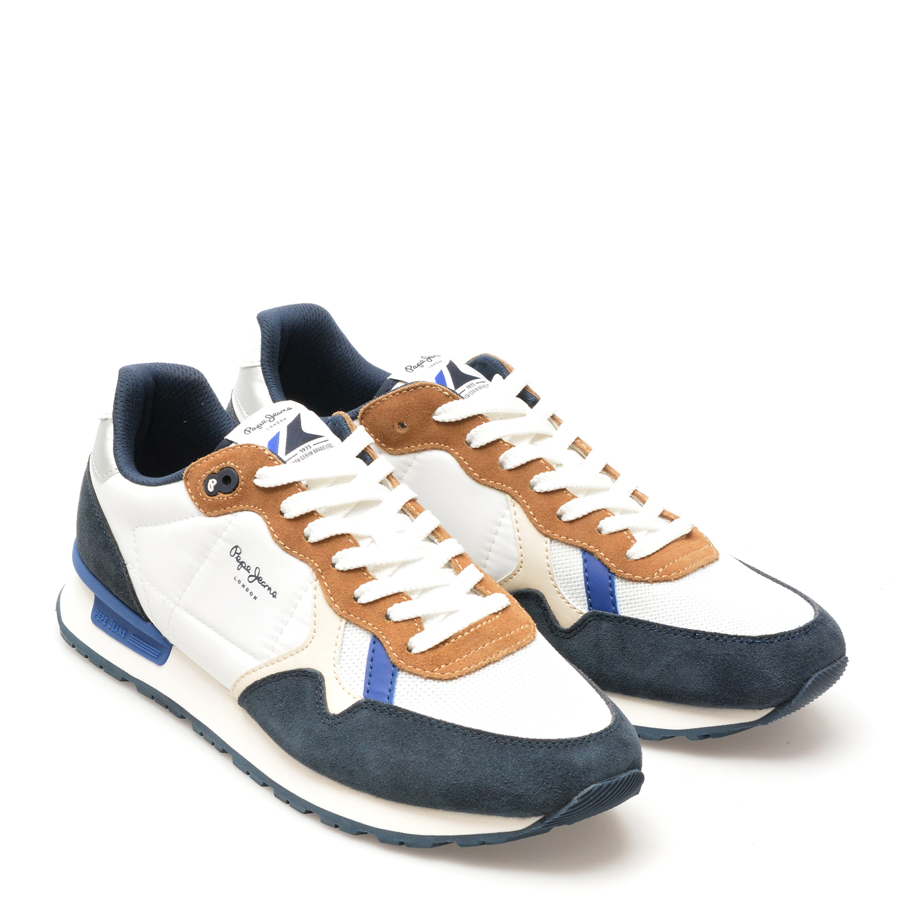 Pantofi sport PEPE JEANS albi, BRIT MIX, din material textil - imagine 4