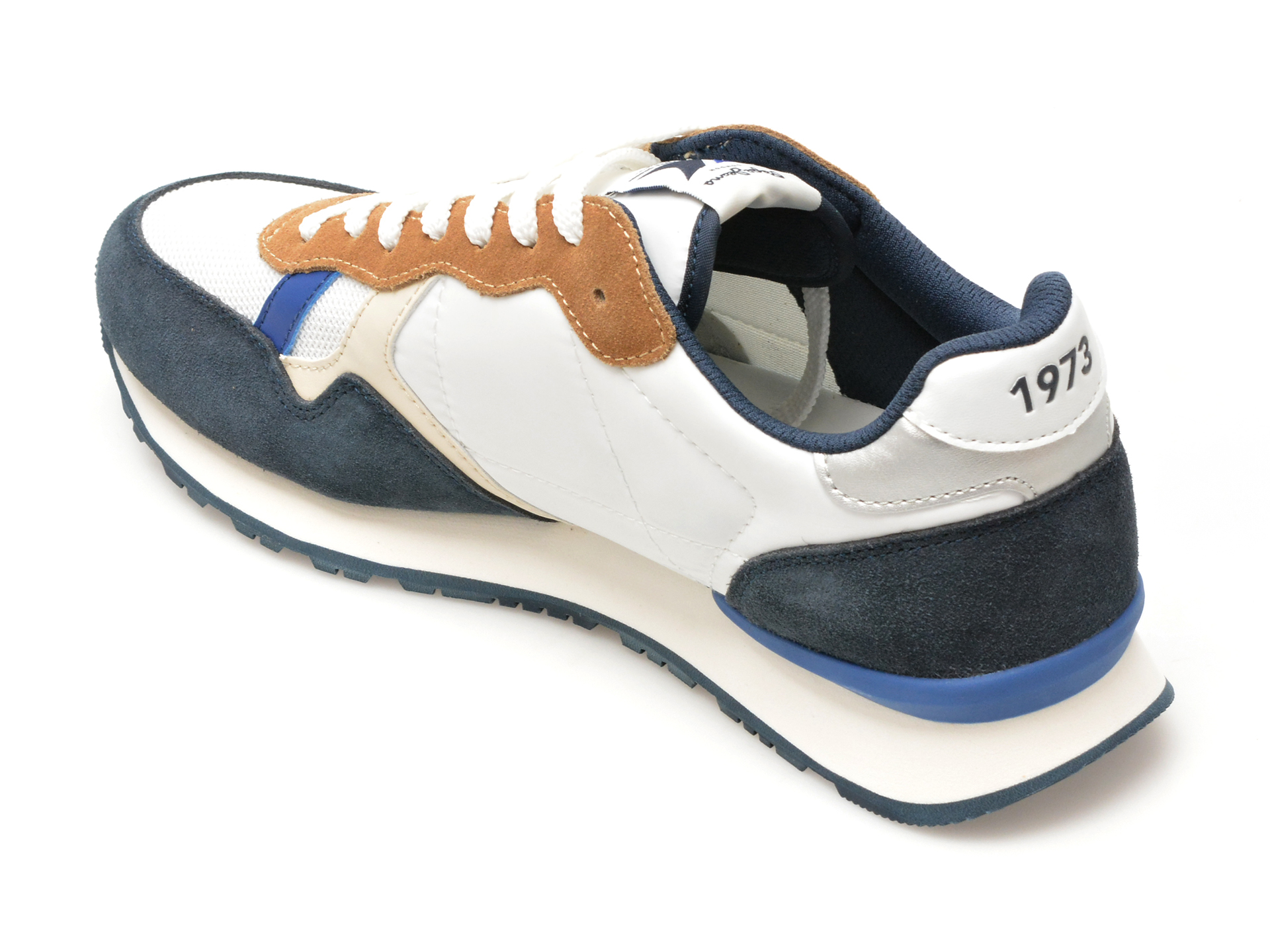 Pantofi sport PEPE JEANS albi, BRIT MIX, din material textil - imagine 5