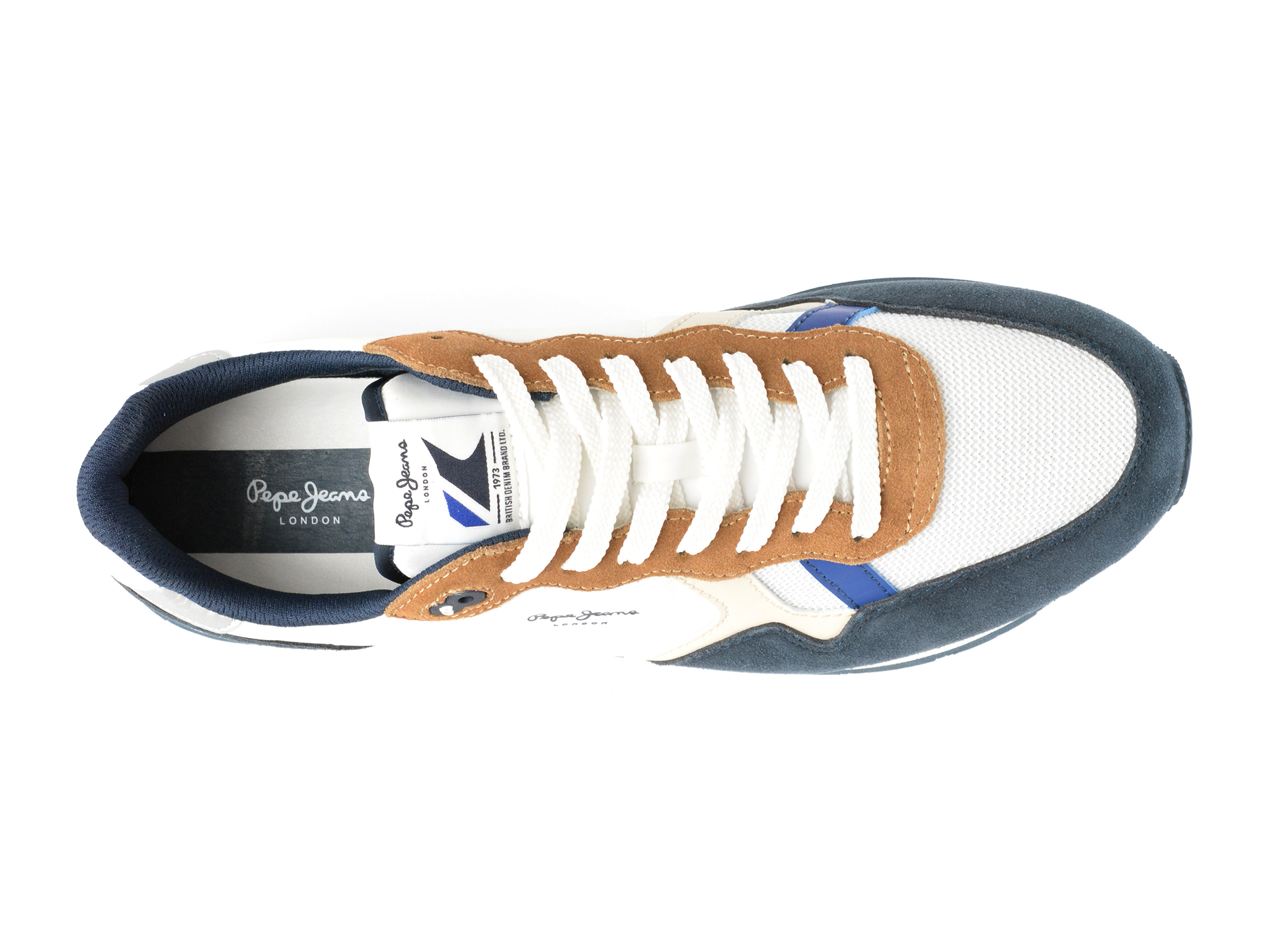 Pantofi sport PEPE JEANS albi, BRIT MIX, din material textil - imagine 6