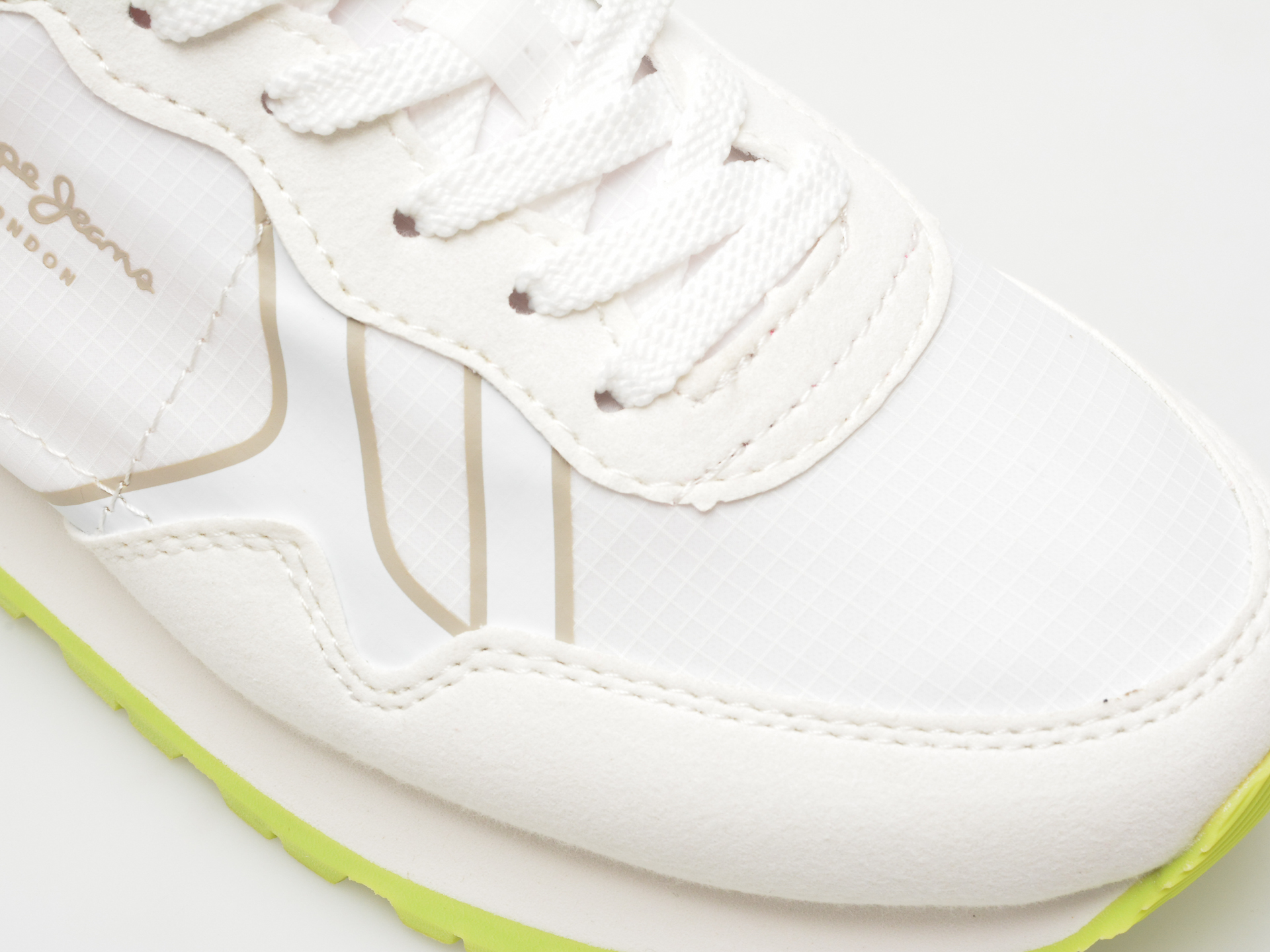Pantofi sport PEPE JEANS albi, BRIT NEON, din material textil - imagine 2