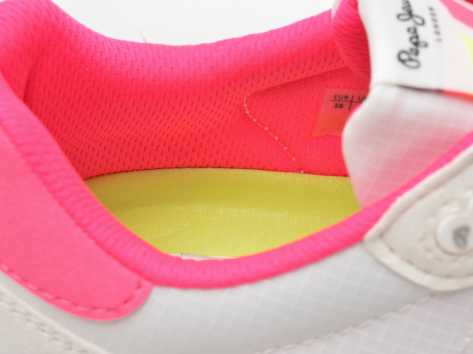 Pantofi sport PEPE JEANS albi, BRIT NEON, din material textil - imagine 3
