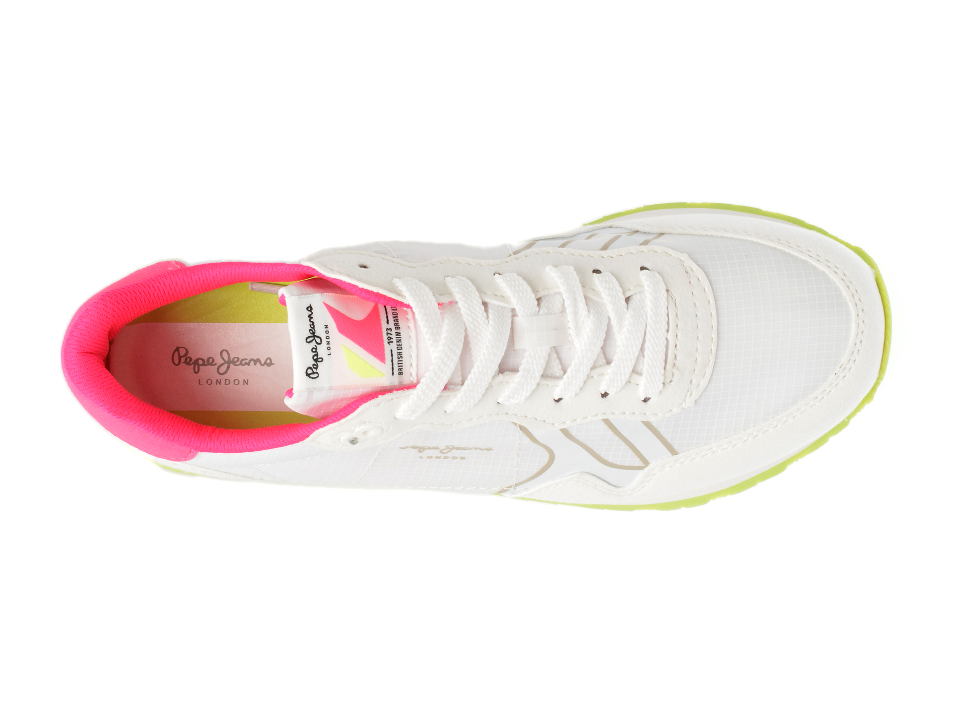 Pantofi sport PEPE JEANS albi, BRIT NEON, din material textil - imagine 6
