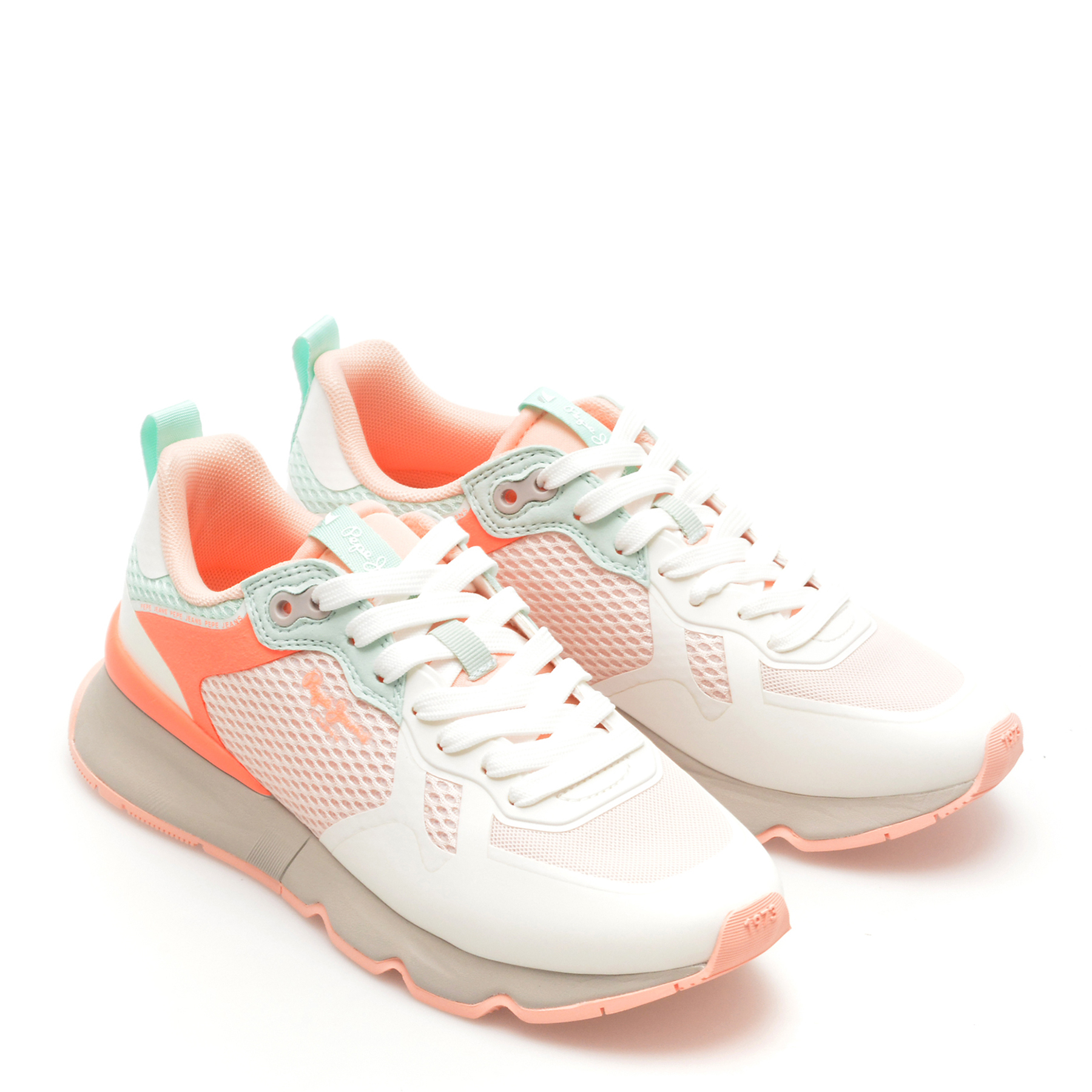 Pantofi sport PEPE JEANS albi, BRIT PRO FRESH, din material textil - imagine 4