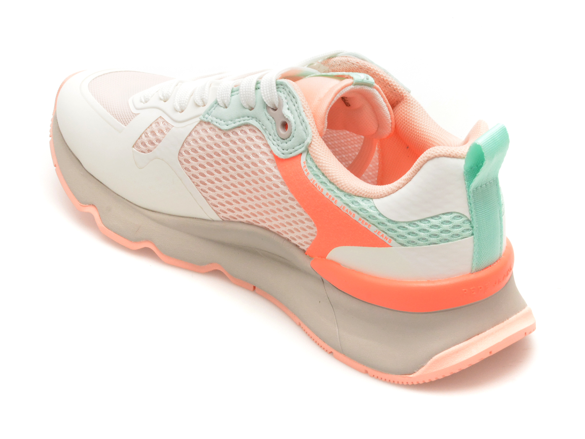 Pantofi sport PEPE JEANS albi, BRIT PRO FRESH, din material textil - imagine 5
