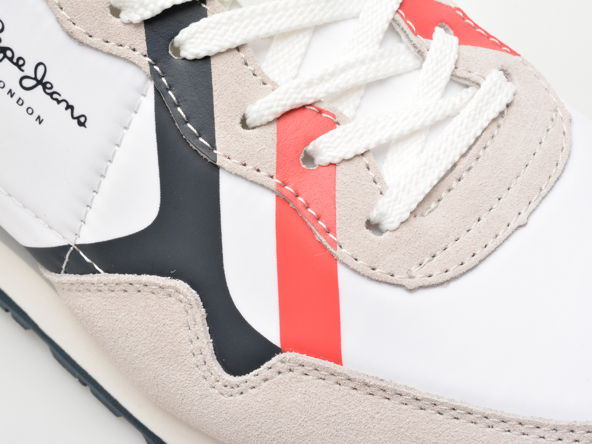 Pantofi sport PEPE JEANS albi, BRIT ROAD, din material textil - imagine 2