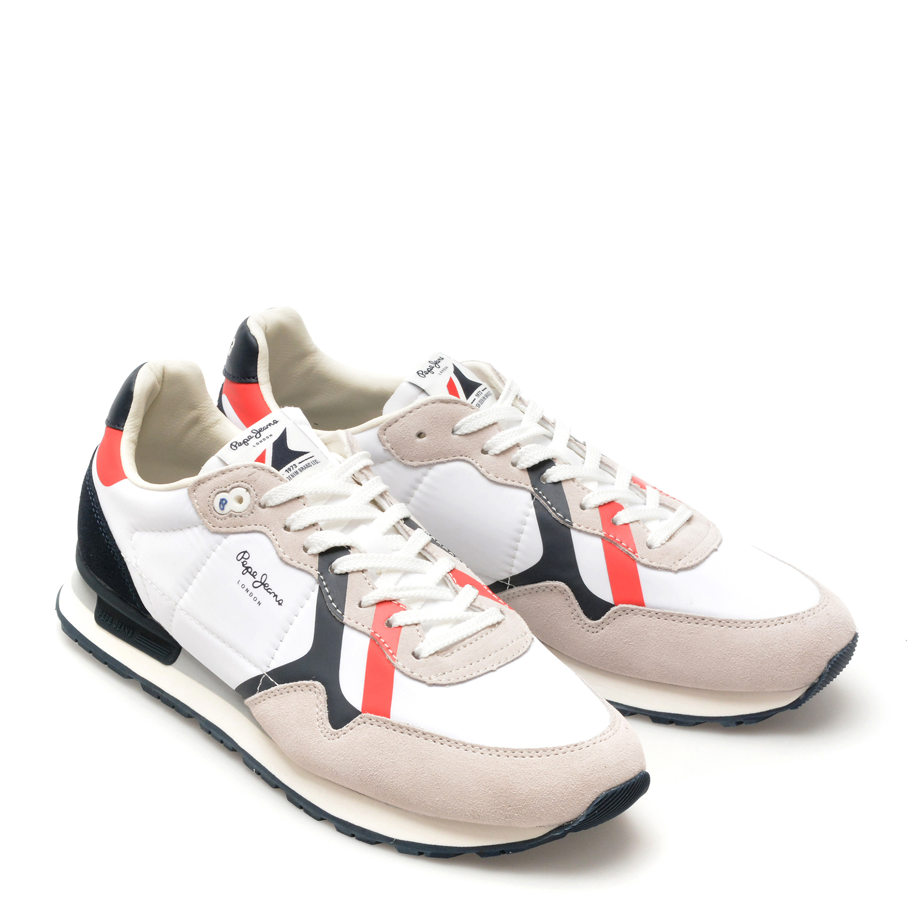 Pantofi sport PEPE JEANS albi, BRIT ROAD, din material textil - imagine 4
