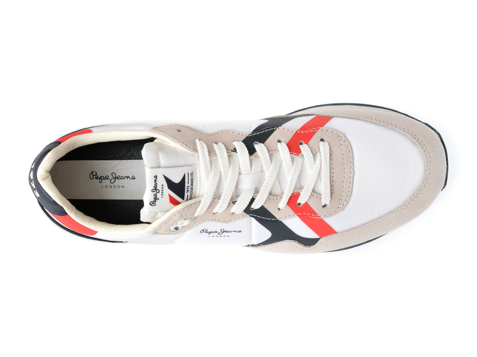 Pantofi sport PEPE JEANS albi, BRIT ROAD, din material textil - imagine 6