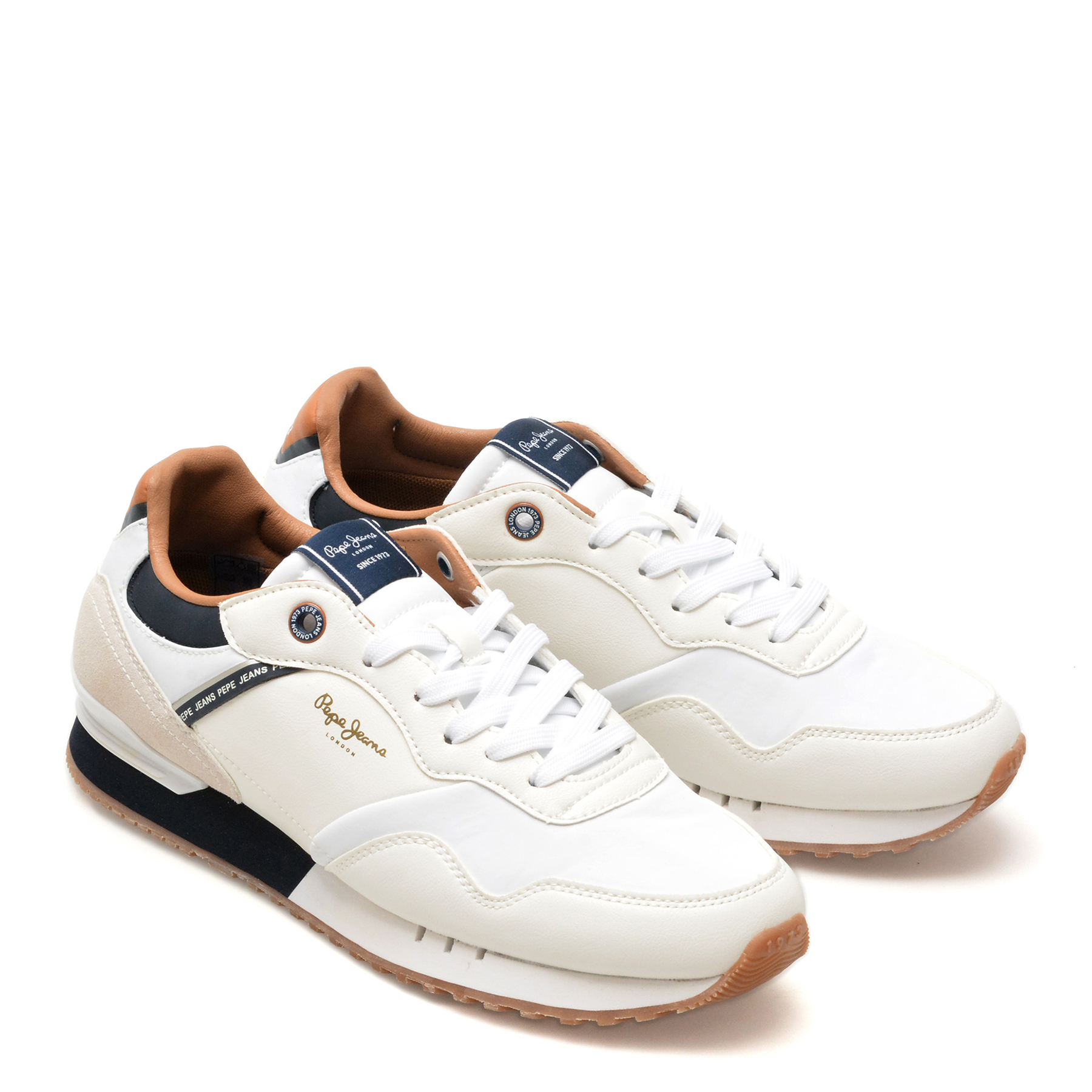 Pantofi sport PEPE JEANS albi, LONDON COURT, din piele ecologica - imagine 4