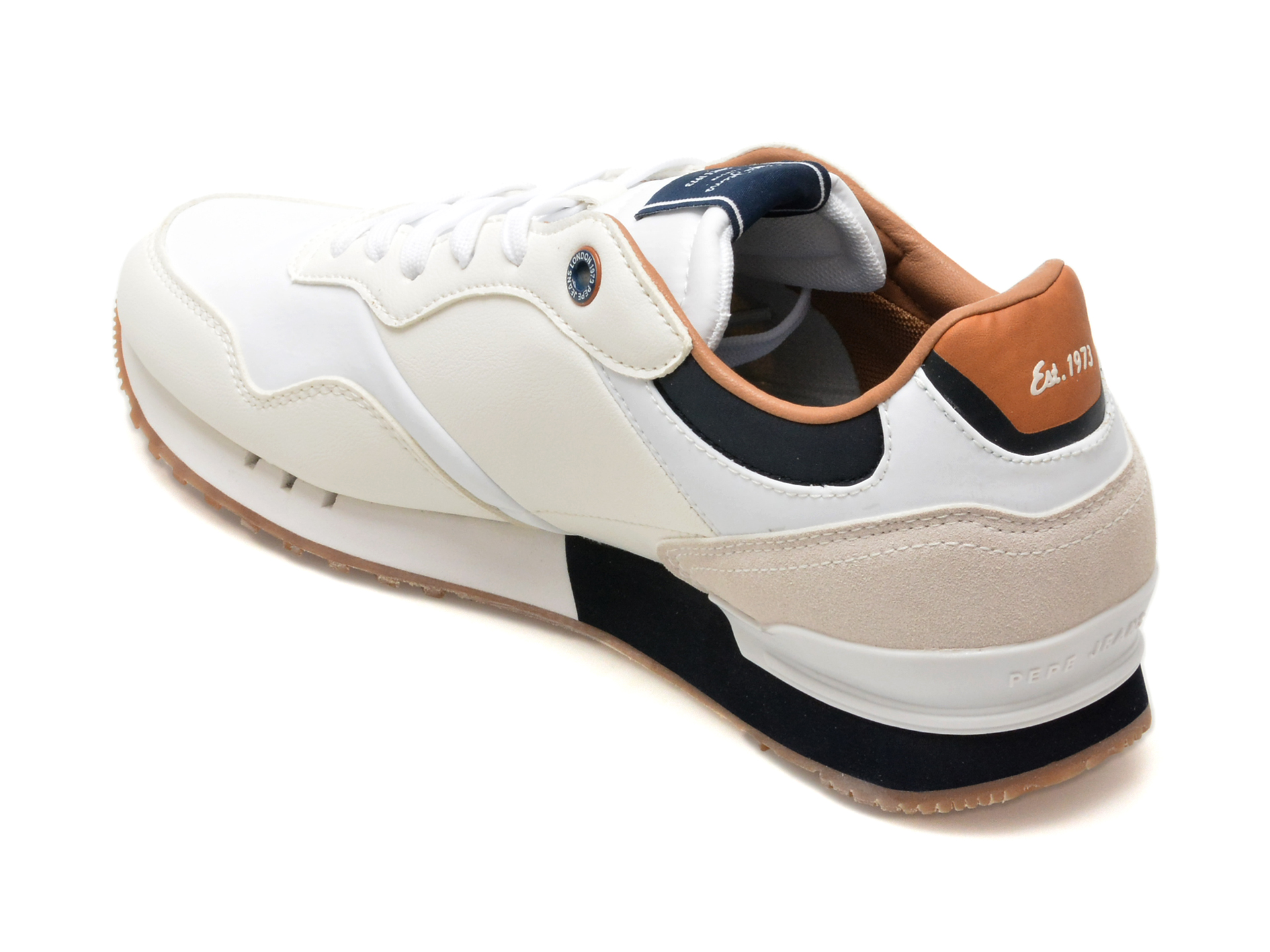 Pantofi sport PEPE JEANS albi, LONDON COURT, din piele ecologica - imagine 5