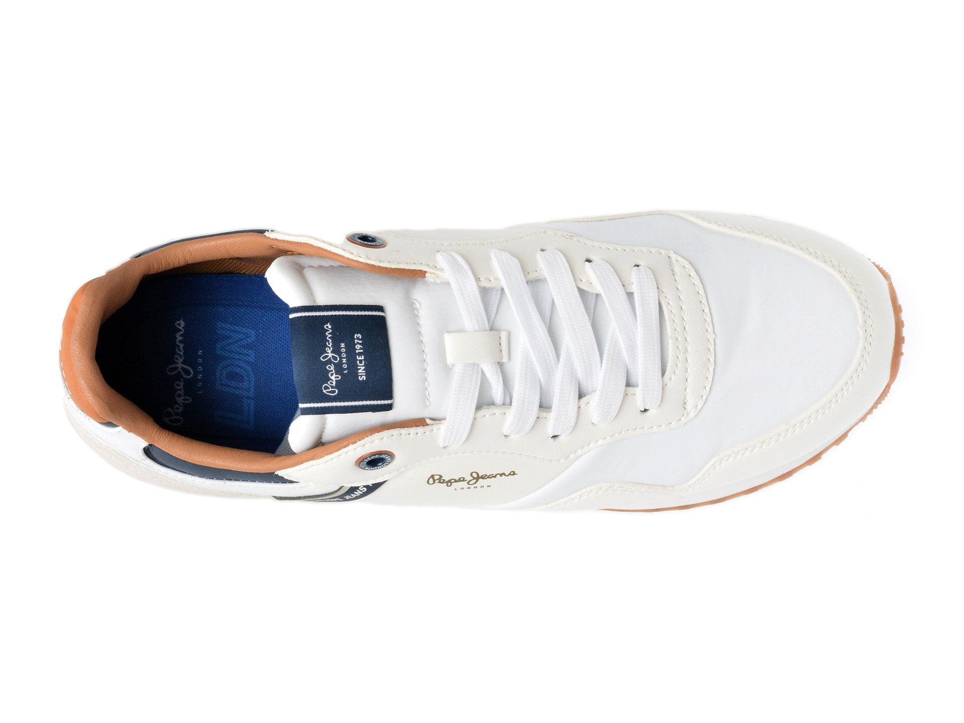 Pantofi sport PEPE JEANS albi, LONDON COURT, din piele ecologica - imagine 6