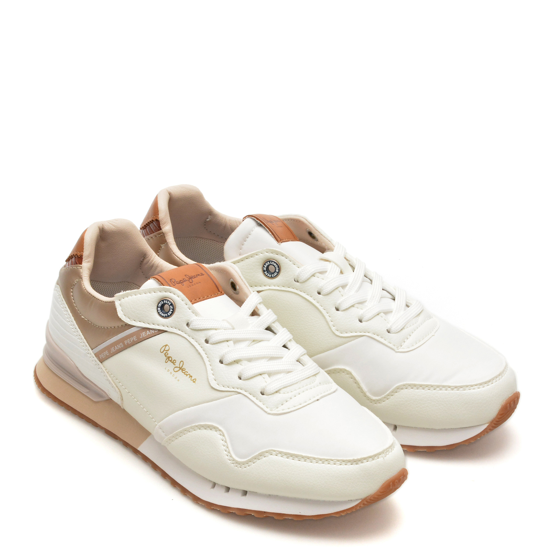 Pantofi sport PEPE JEANS albi, LONDON STREET, din piele ecologica - imagine 4