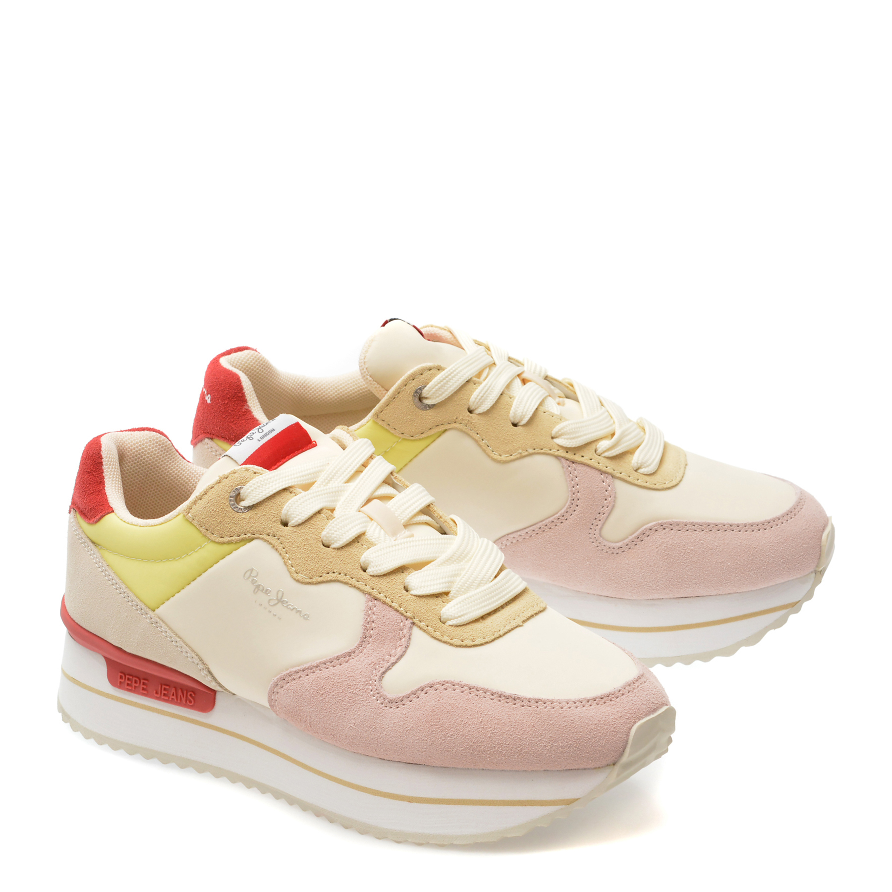 Pantofi sport PEPE JEANS albi, LS31477, din material textil - imagine 4
