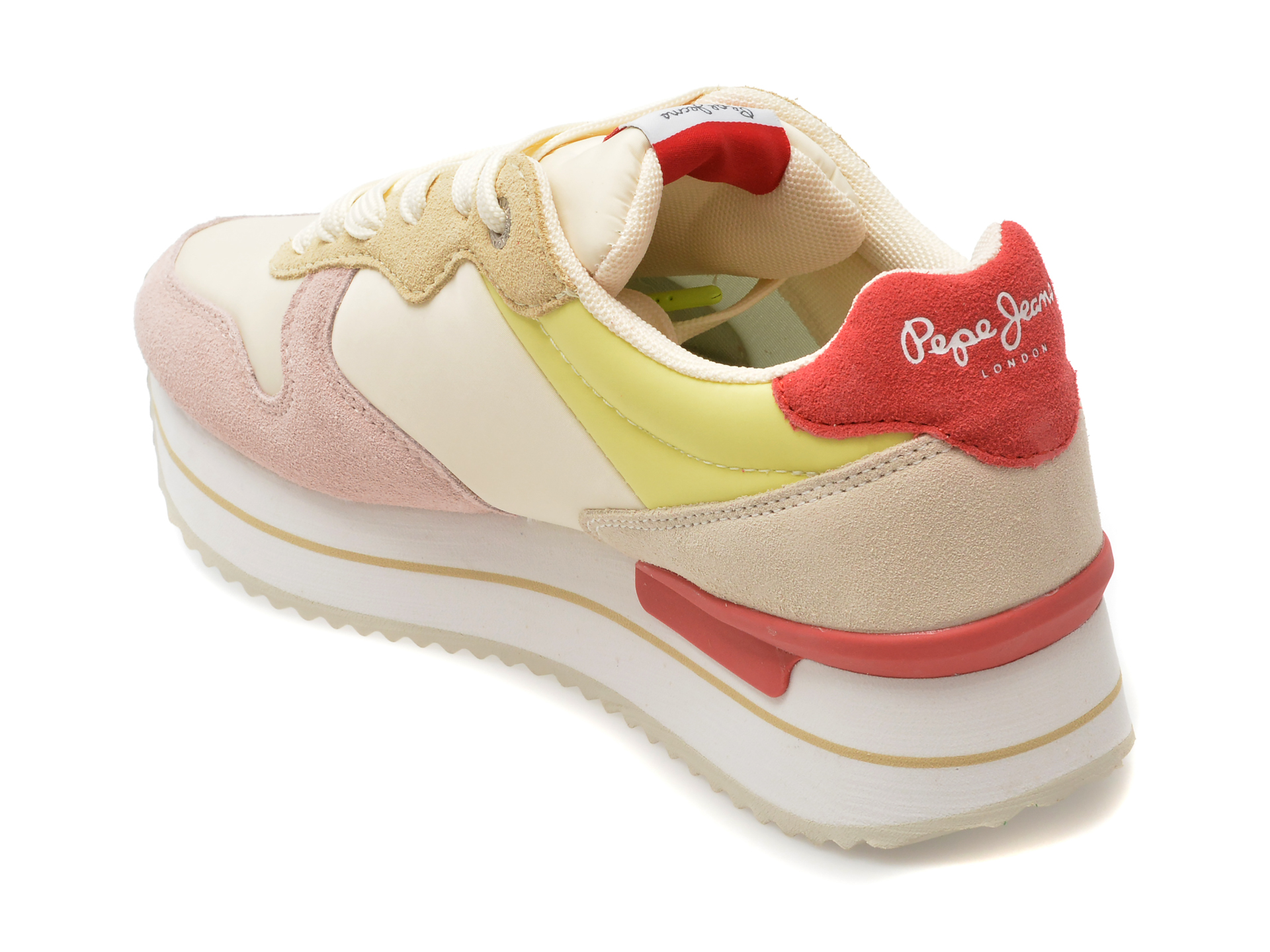 Pantofi sport PEPE JEANS albi, LS31477, din material textil - imagine 5