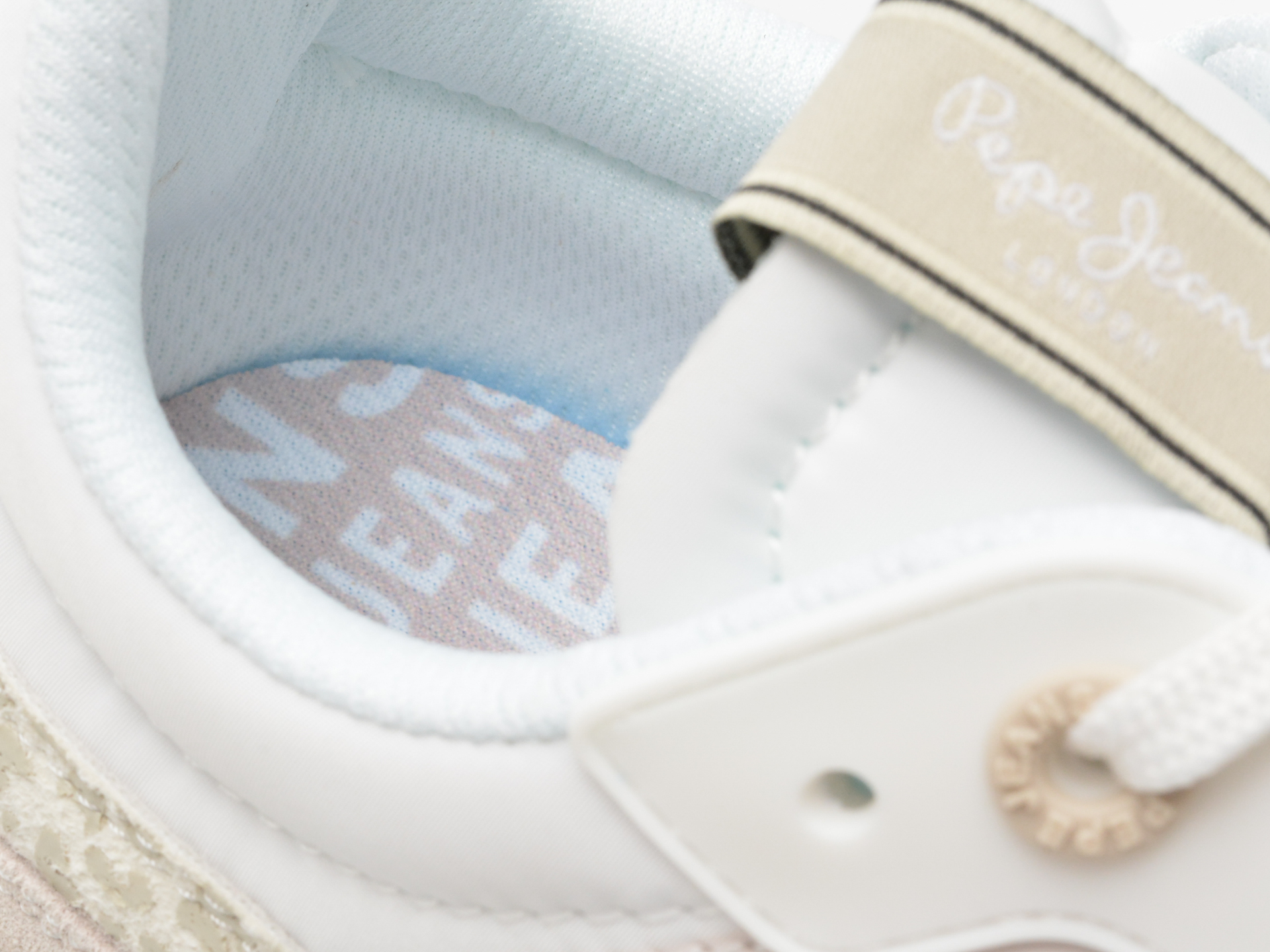 Pantofi sport PEPE JEANS albi, LUCKY PRINT, din material textil - imagine 3
