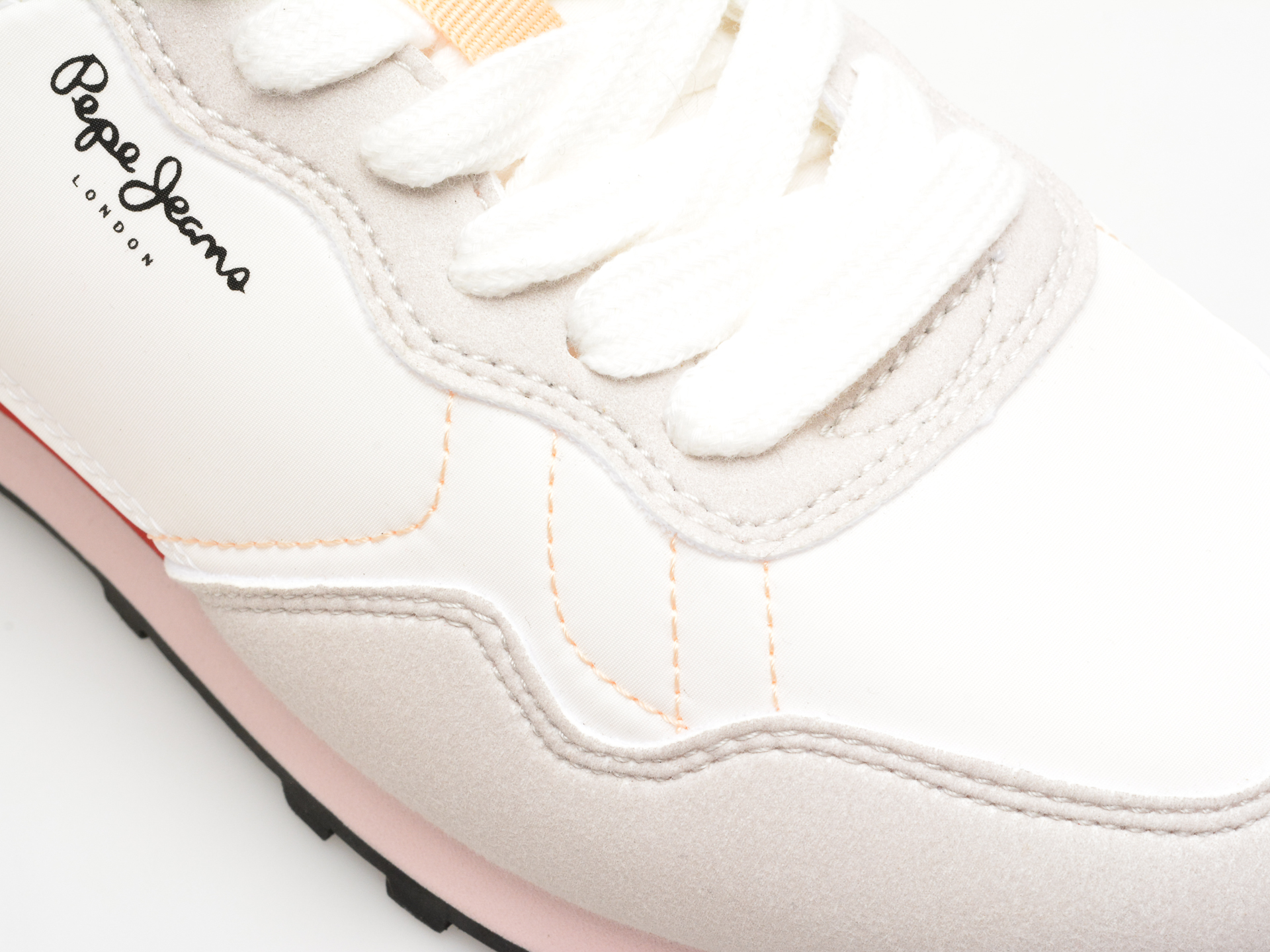 Pantofi sport PEPE JEANS albi, NATCH BASIC, din material textil - imagine 2