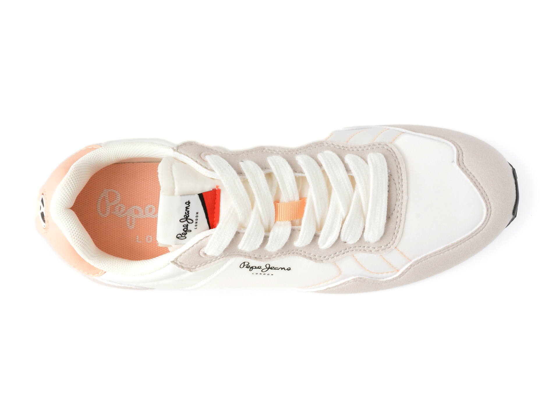 Pantofi sport PEPE JEANS albi, NATCH BASIC, din material textil - imagine 6