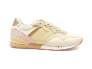 Pantofi sport PEPE JEANS aurii, LONDON ALBAL, din piele ecologica