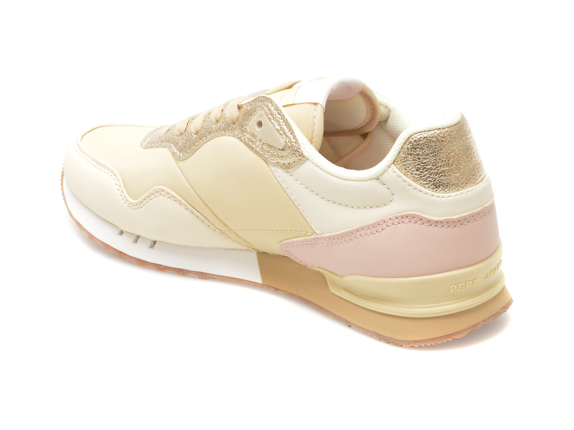 Pantofi sport PEPE JEANS aurii, LONDON ALBAL, din piele ecologica - imagine 5