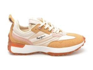 Pantofi sport PEPE JEANS bej, LUCKY PRINT, din material textil