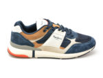 Pantofi sport PEPE JEANS bleumarin, LONDON PRO MESH, din piele intoarsa si material textil