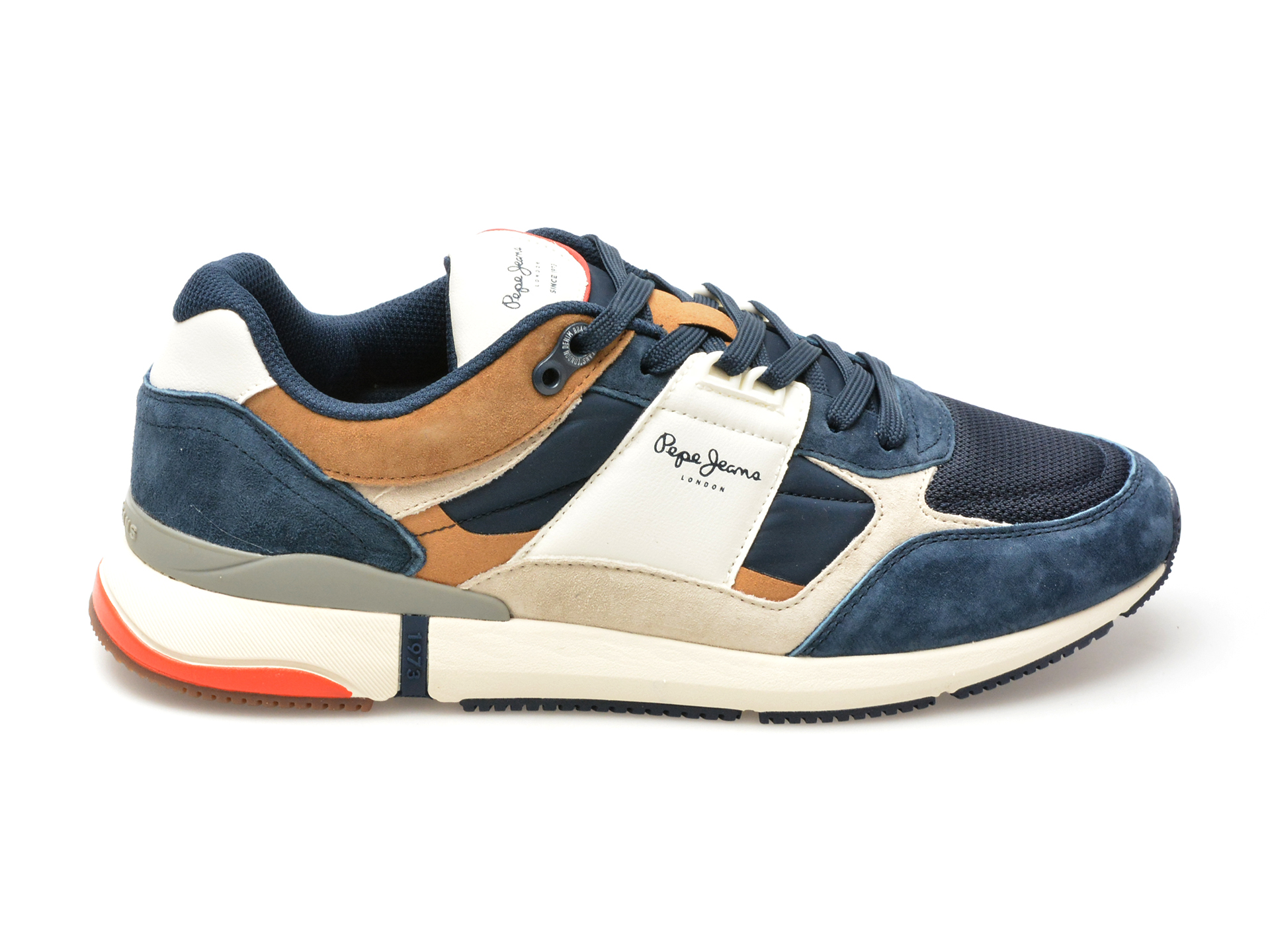 Pantofi sport PEPE JEANS bleumarin, LONDON PRO MESH, din piele intoarsa si material textil