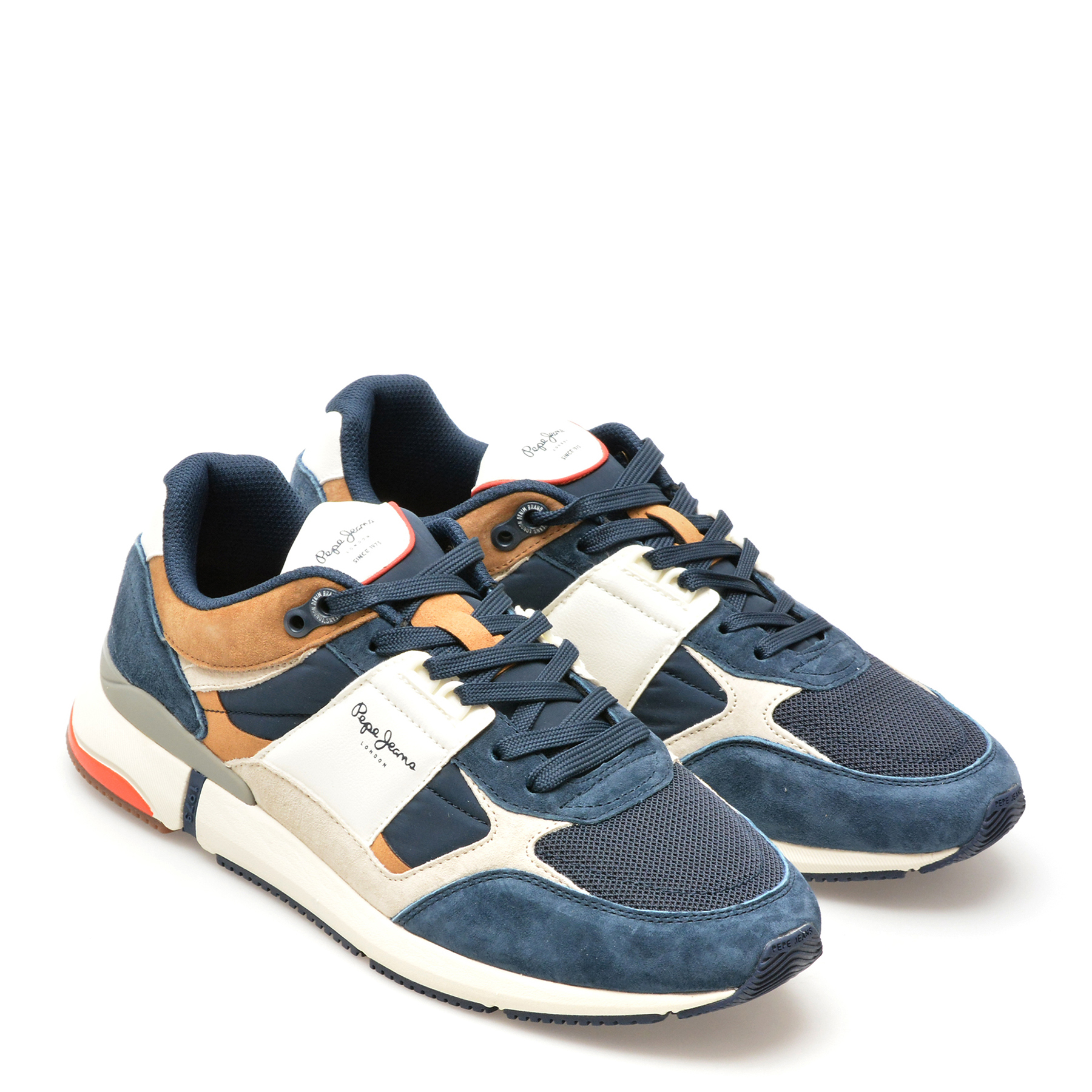Pantofi sport PEPE JEANS bleumarin, LONDON PRO MESH, din piele intoarsa si material textil - imagine 4