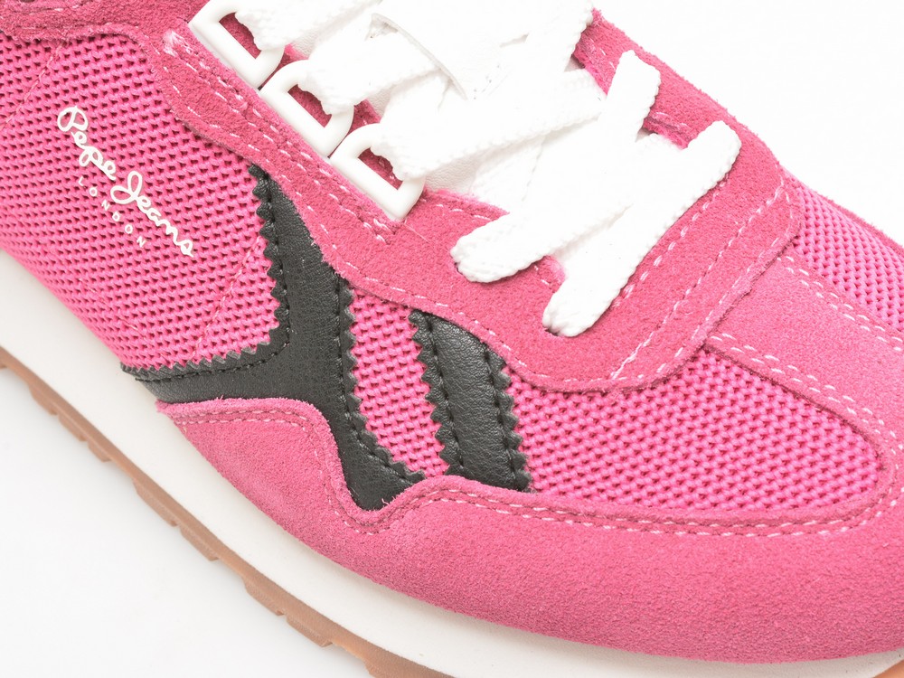 Pantofi sport PEPE JEANS fucsia, BRIT RETRO, din piele intoarsa - imagine 2